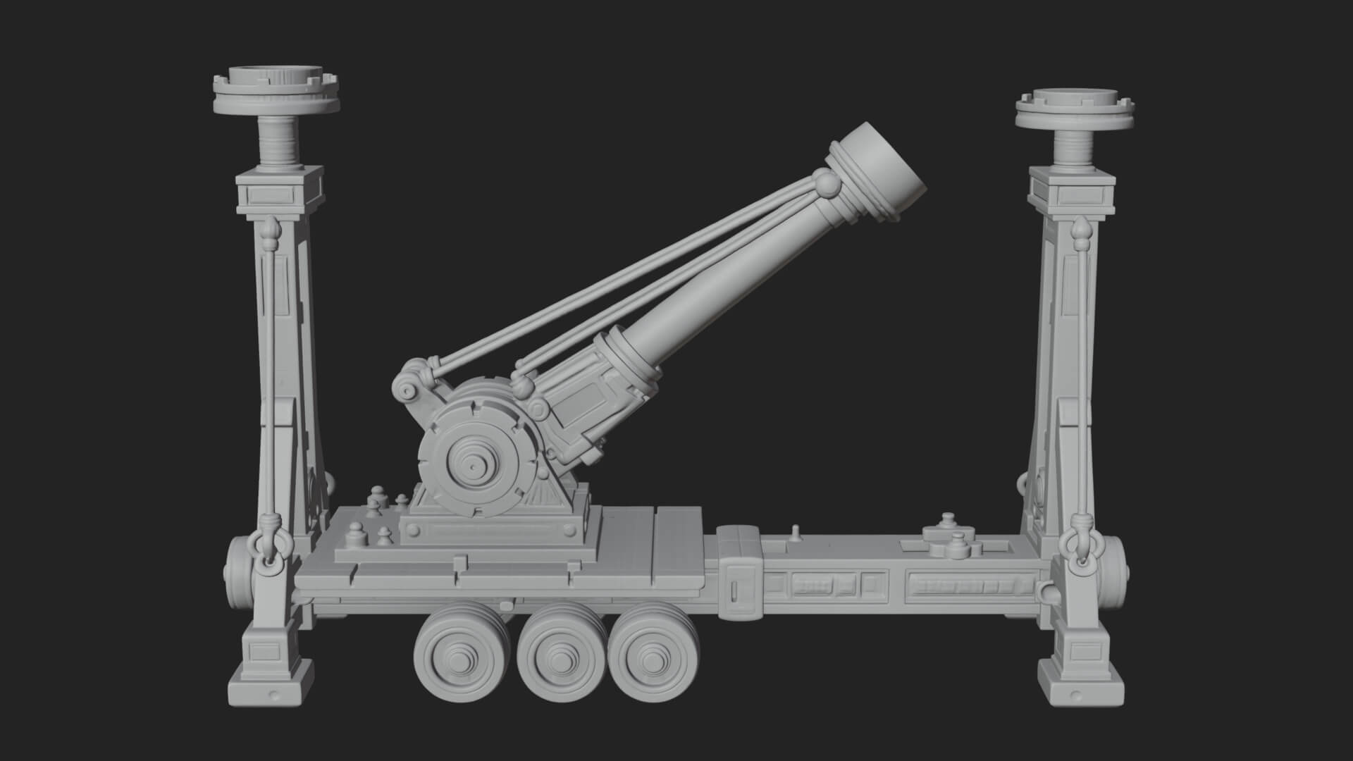 Twin Post Torsion Catapult Model Design 1 3D Print Model 3D Model