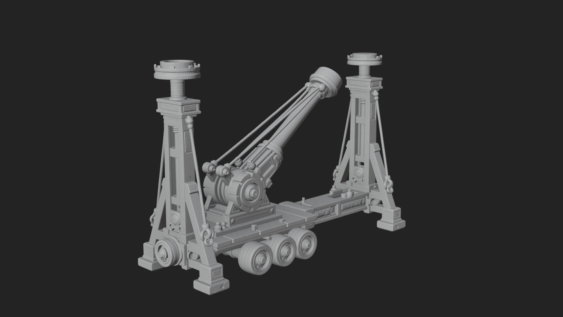 Twin Post Torsion Catapult Model Design 1 3D Print Model 3D Model