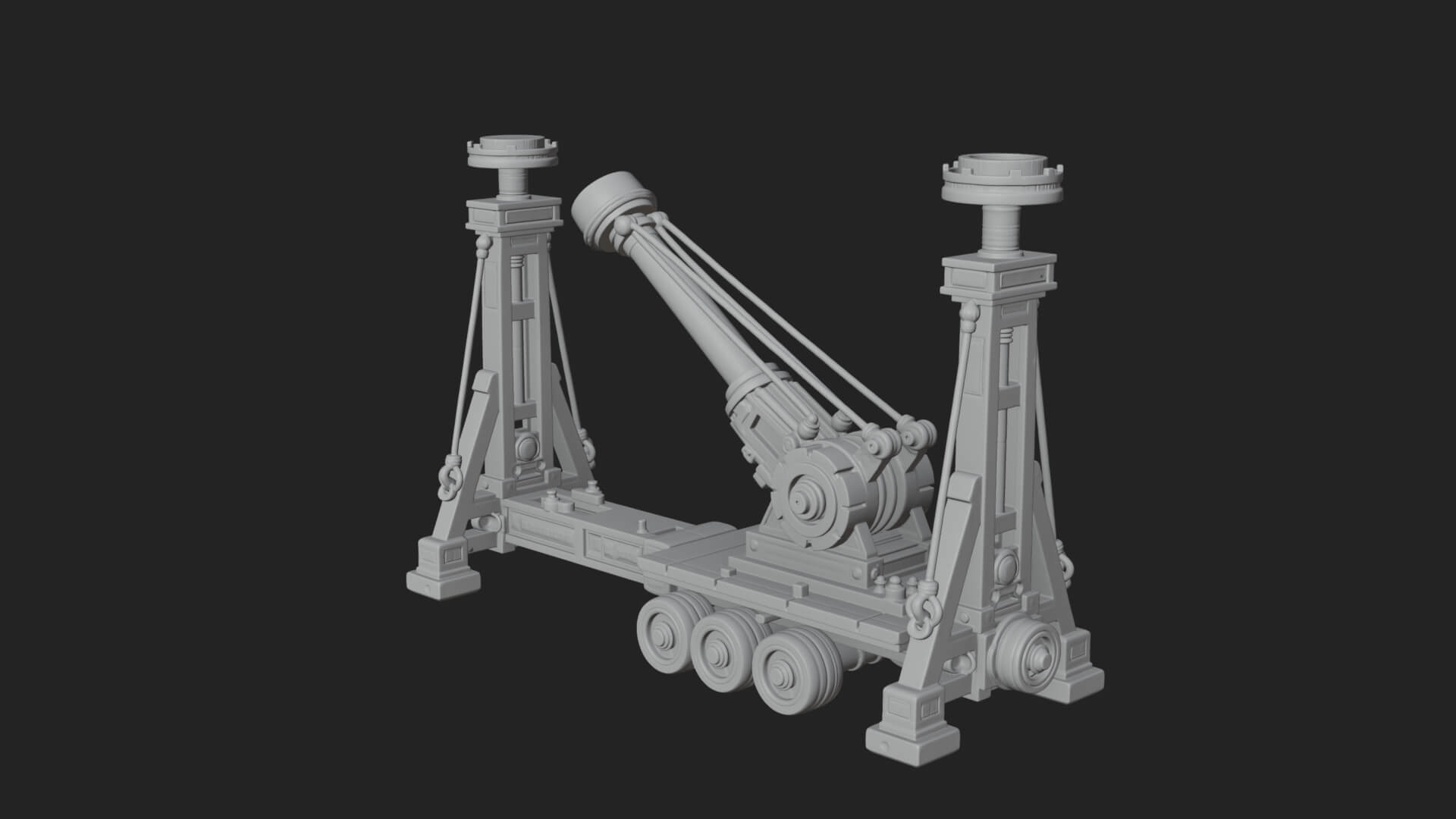 Twin Post Torsion Catapult Model Design 1 3D Print Model 3D Model