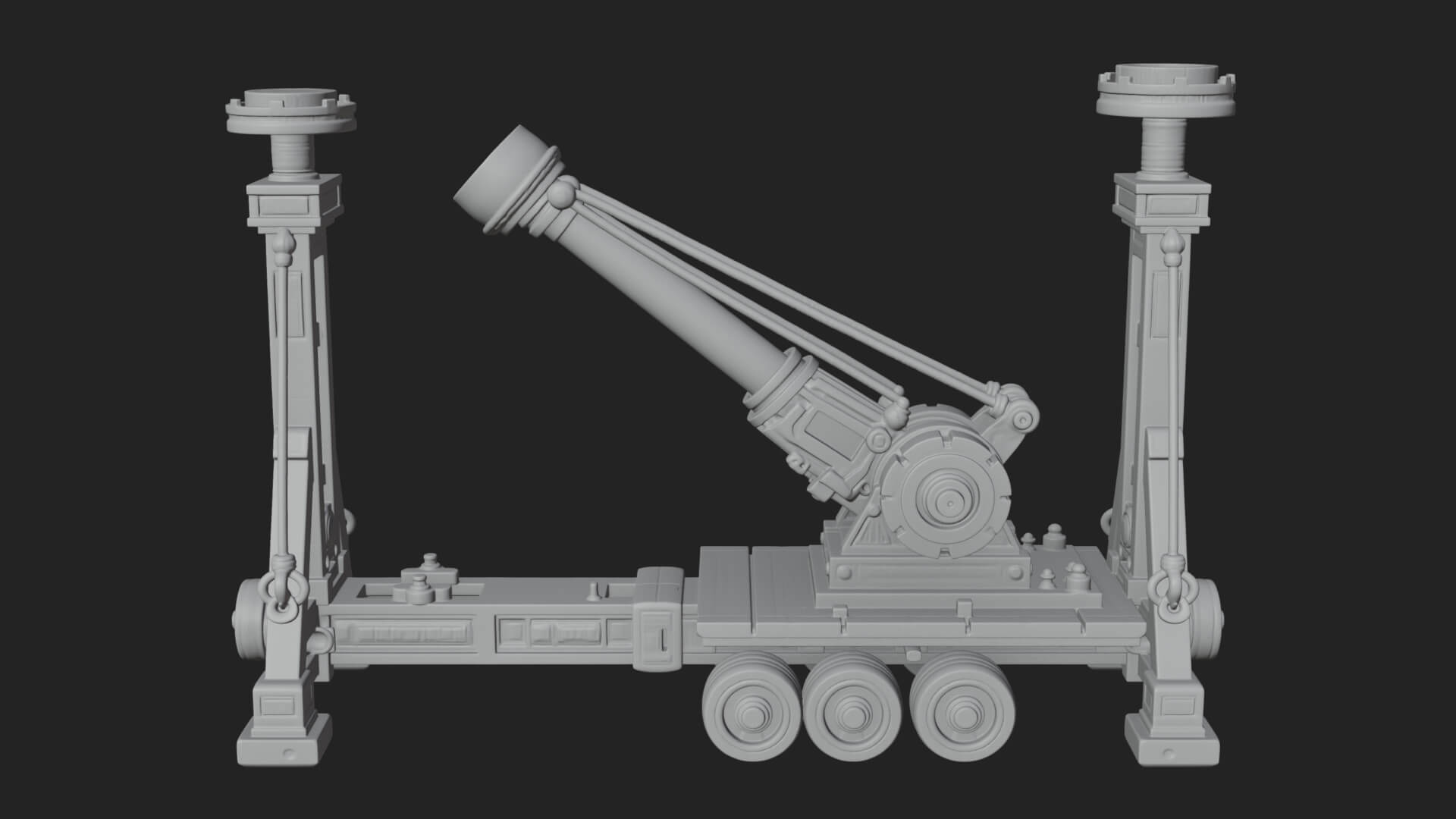 Twin Post Torsion Catapult Model Design 1 3D Print Model 3D Model