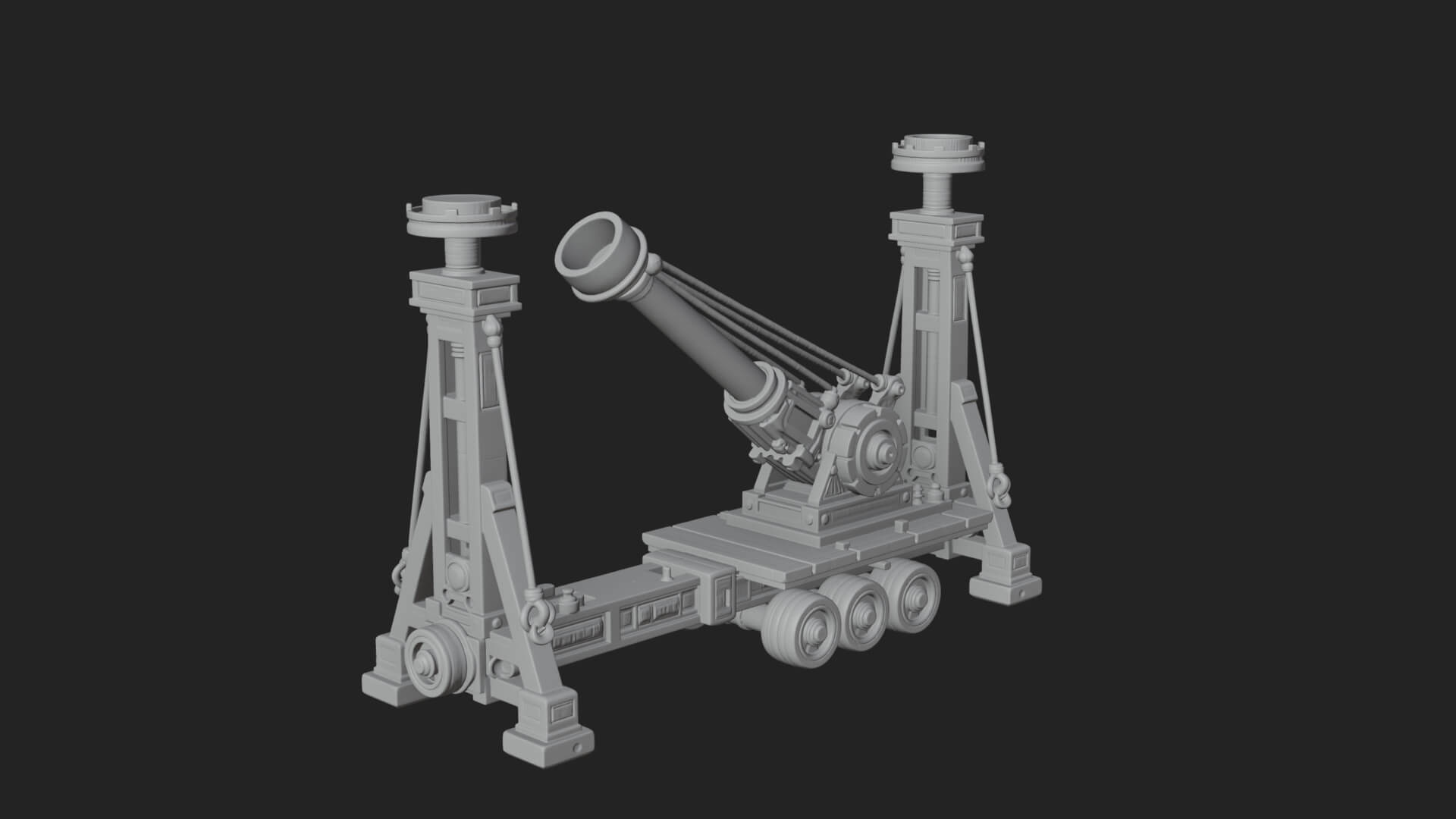 Twin Post Torsion Catapult Model Design 1 3D Print Model 3D Model