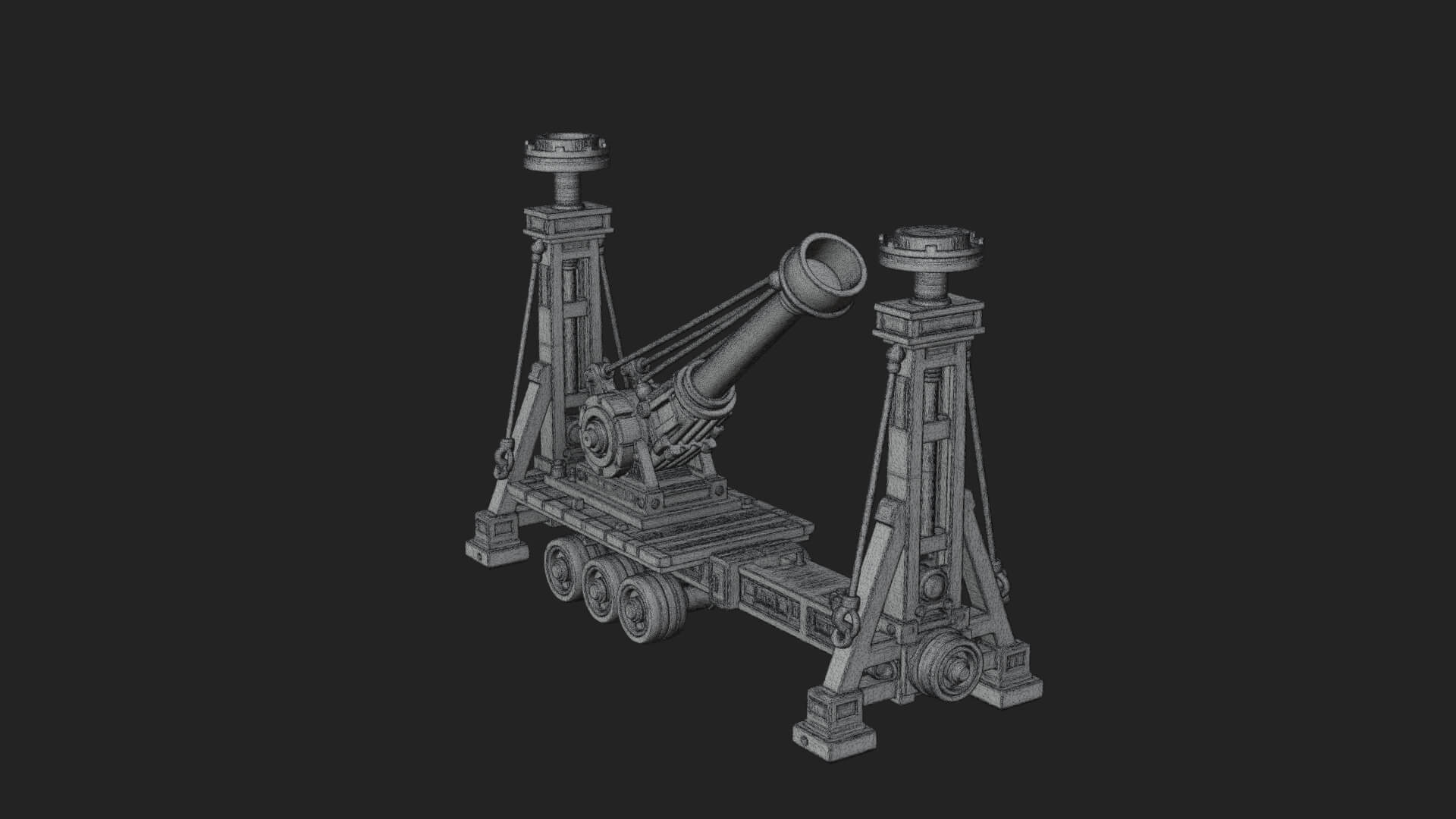 Twin Post Torsion Catapult Model Design 1 3D Print Model 3D Model