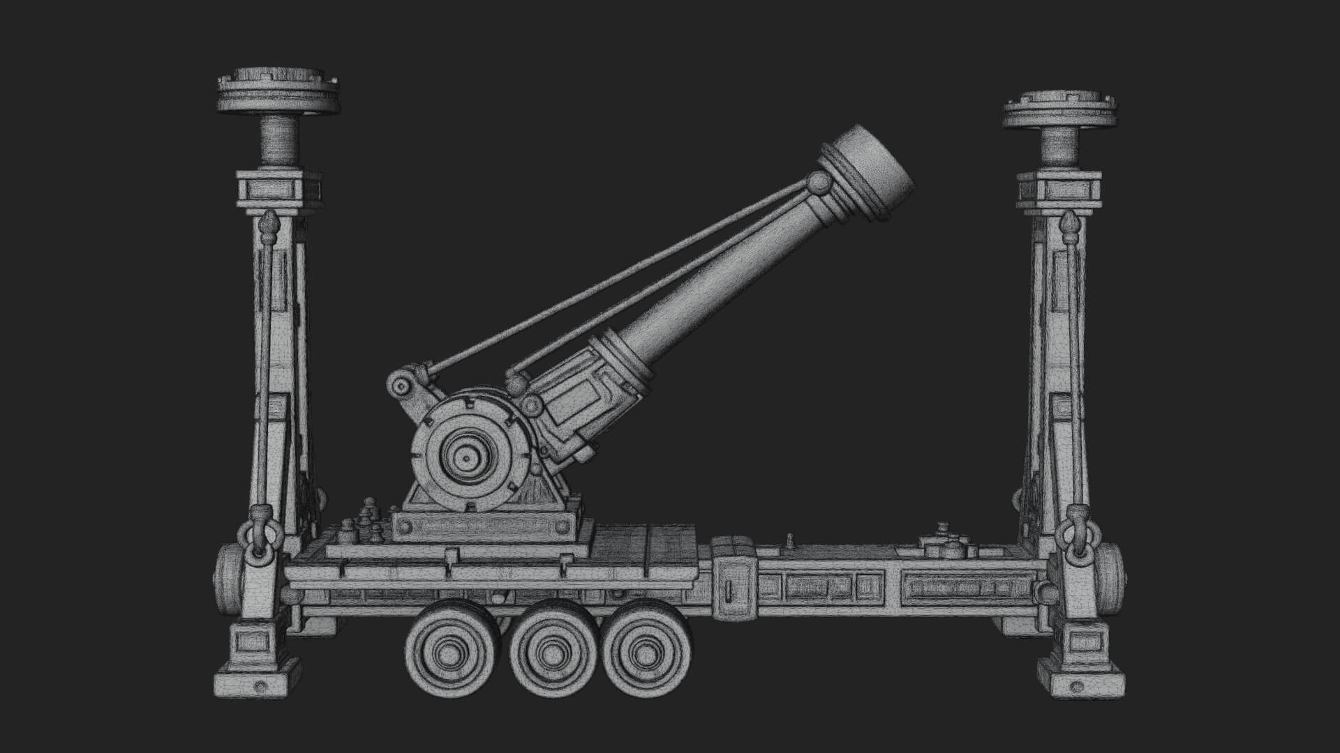 Twin Post Torsion Catapult Model Design 1 3D Print Model 3D Model