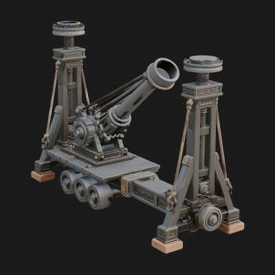 Twin Post Torsion Catapult Model Design 1 3D Print Model