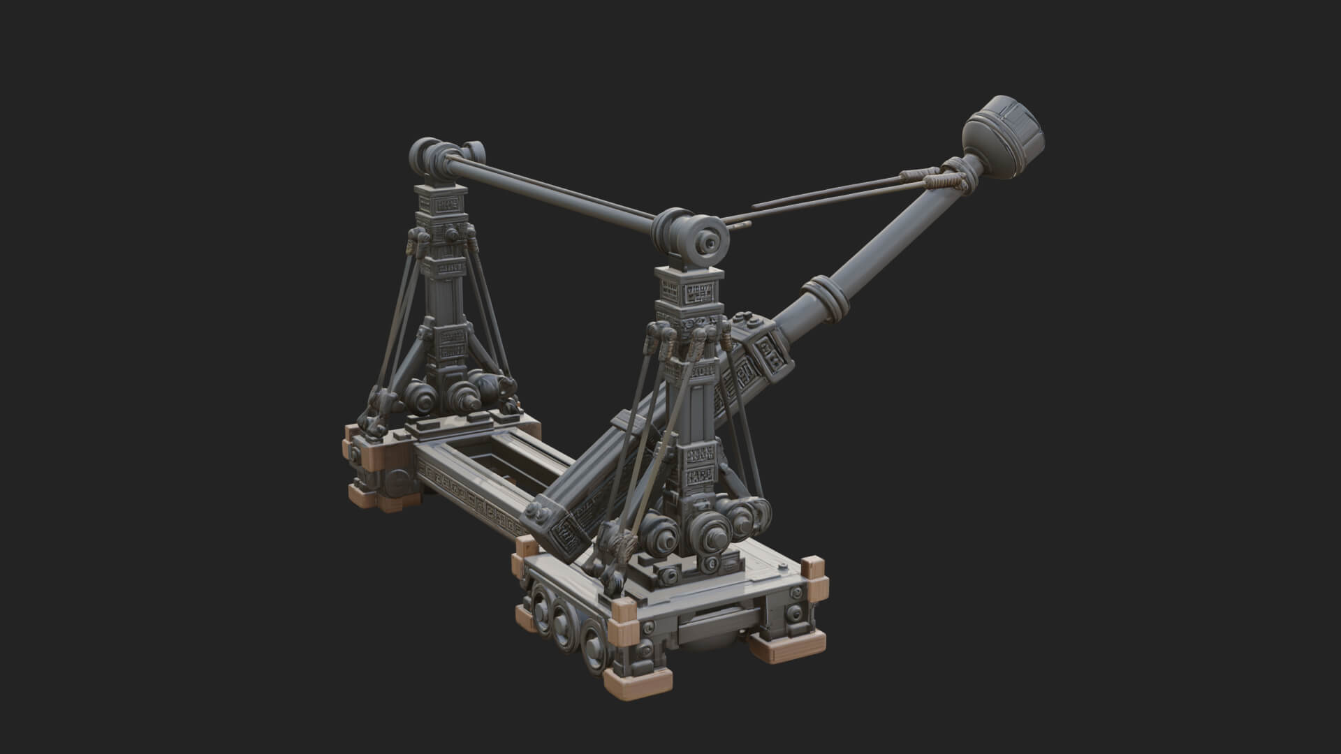 Twin Post Torsion Catapult Model Design 2 3D Print Model 3D Model