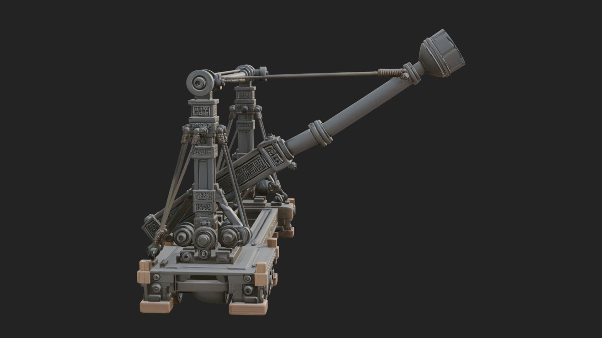 Twin Post Torsion Catapult Model Design 2 3D Print Model 3D Model
