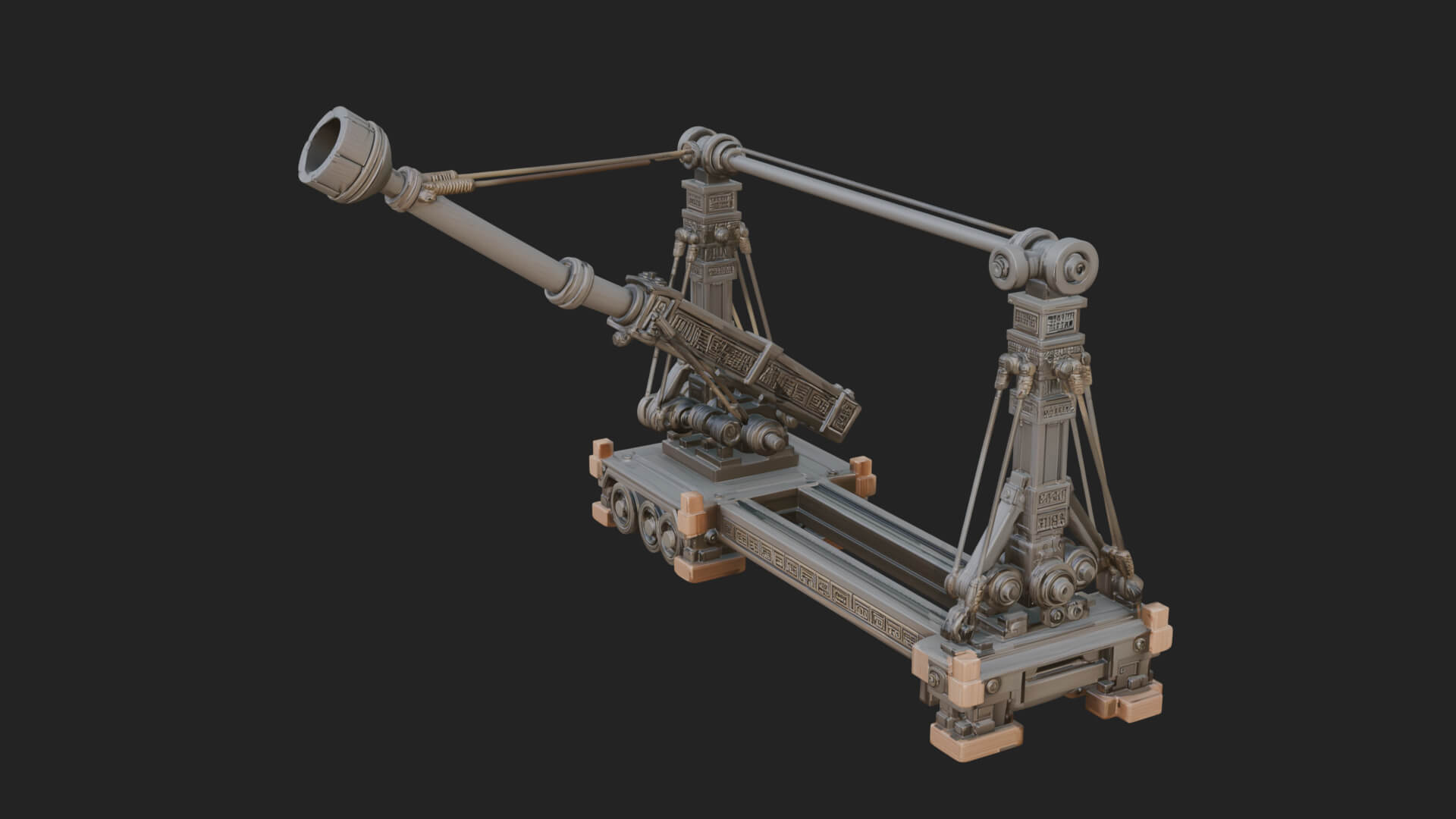 Twin Post Torsion Catapult Model Design 2 3D Print Model 3D Model
