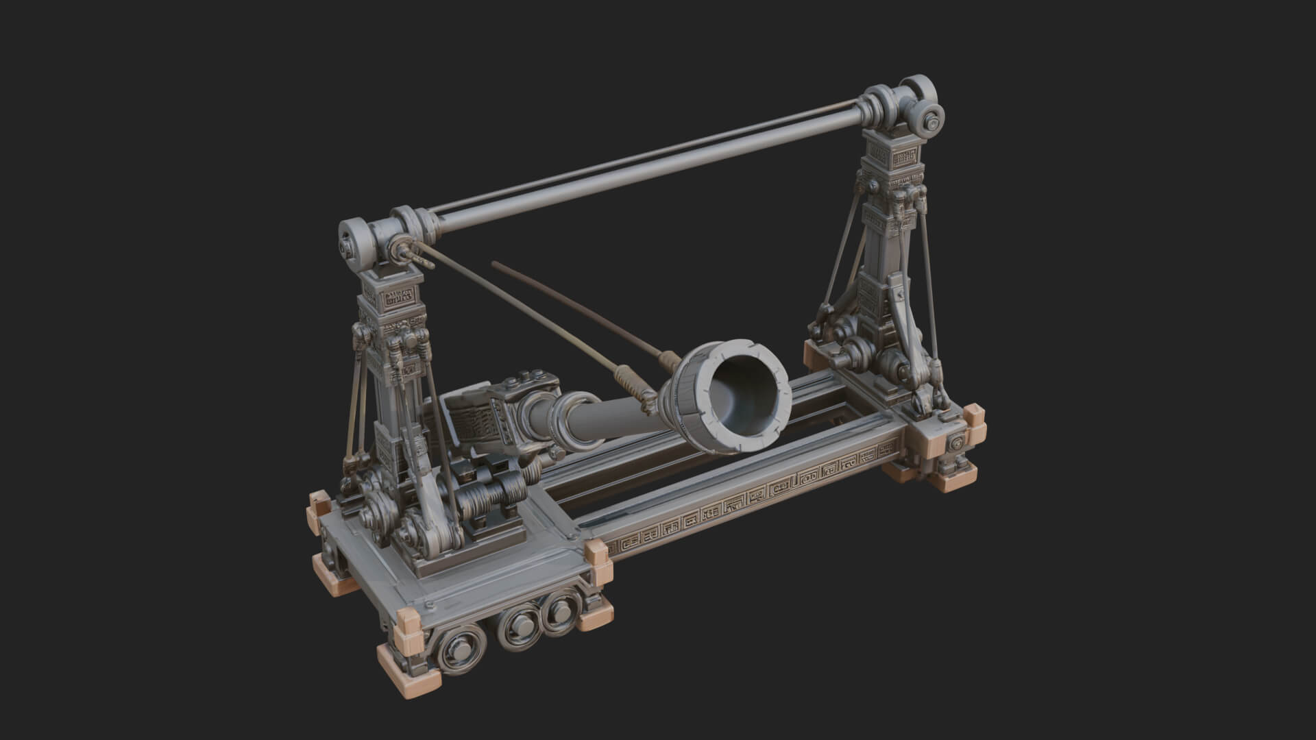 Twin Post Torsion Catapult Model Design 2 3D Print Model 3D Model