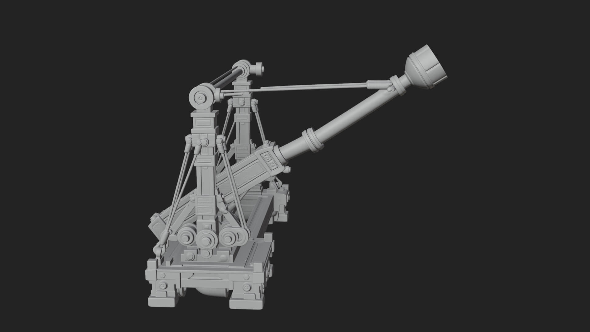 Twin Post Torsion Catapult Model Design 2 3D Print Model 3D Model