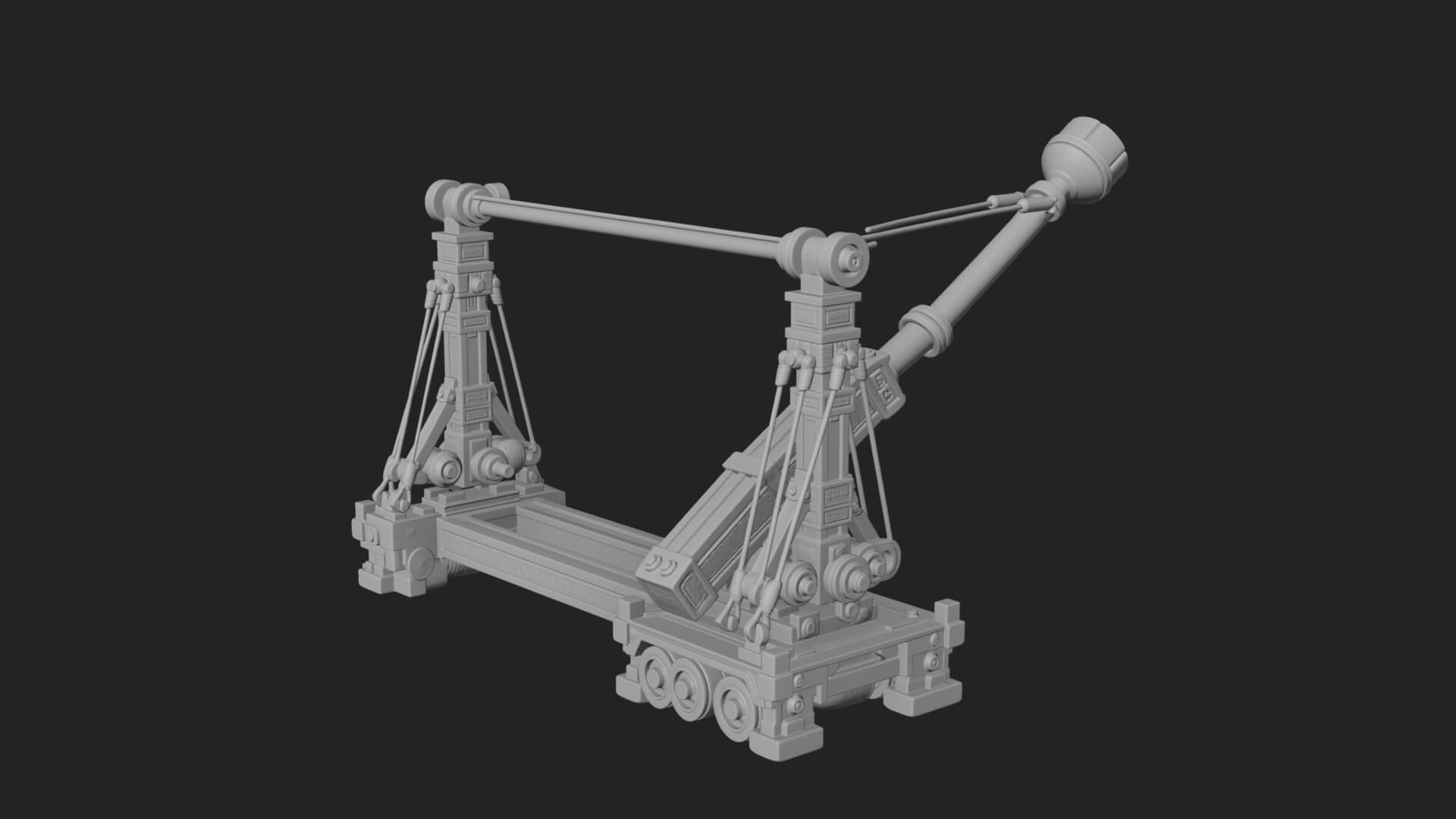 Twin Post Torsion Catapult Model Design 2 3D Print Model 3D Model