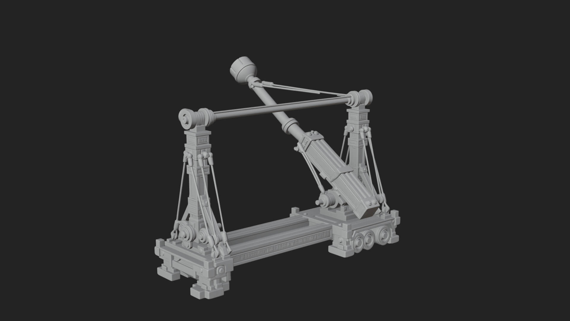 Twin Post Torsion Catapult Model Design 2 3D Print Model 3D Model