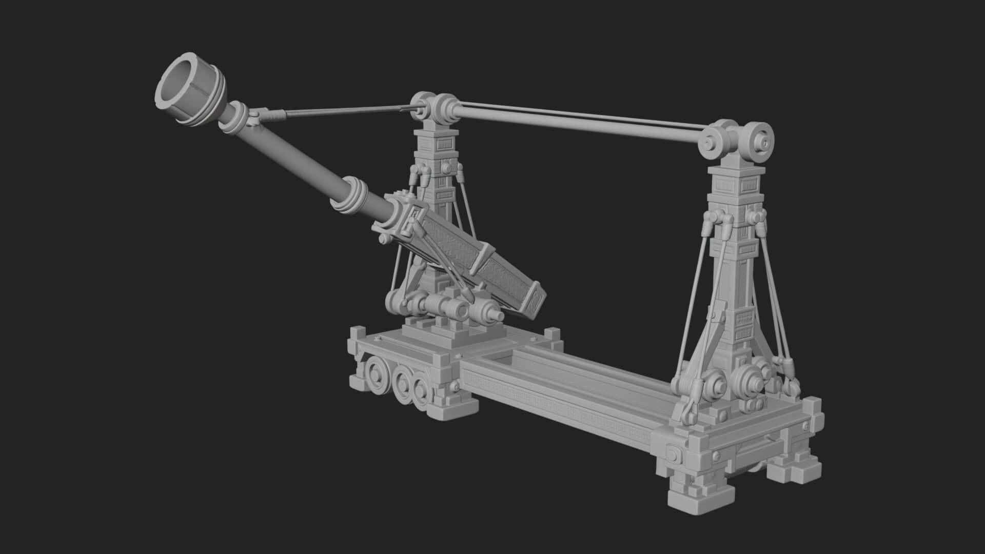 Twin Post Torsion Catapult Model Design 2 3D Print Model 3D Model
