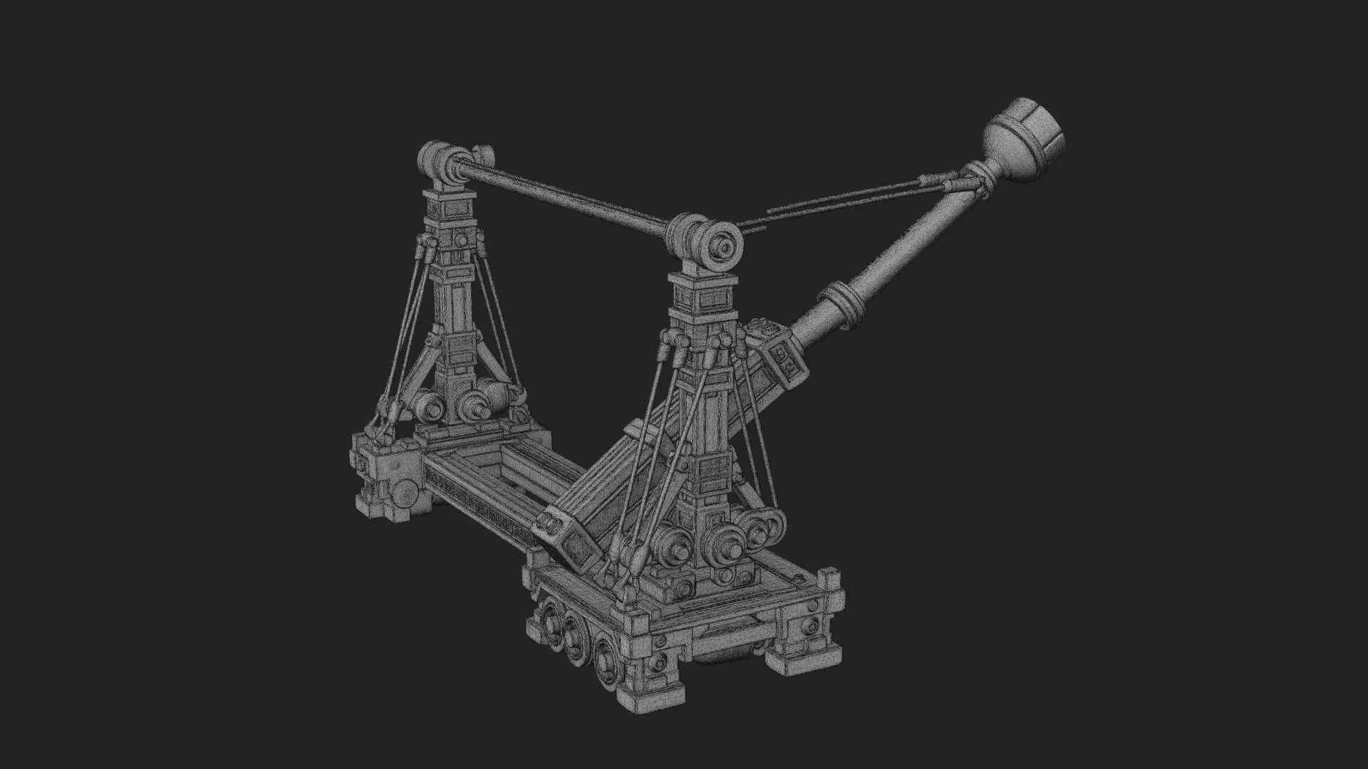 Twin Post Torsion Catapult Model Design 2 3D Print Model 3D Model
