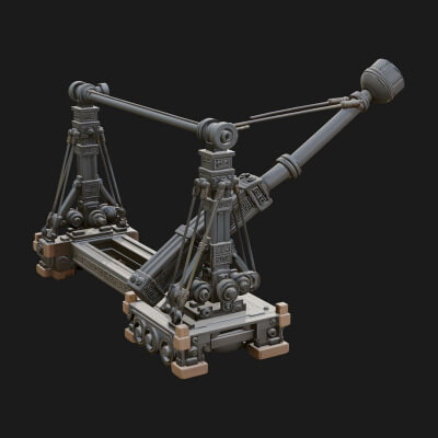 Twin Post Torsion Catapult Model Design 2 3D Print Model