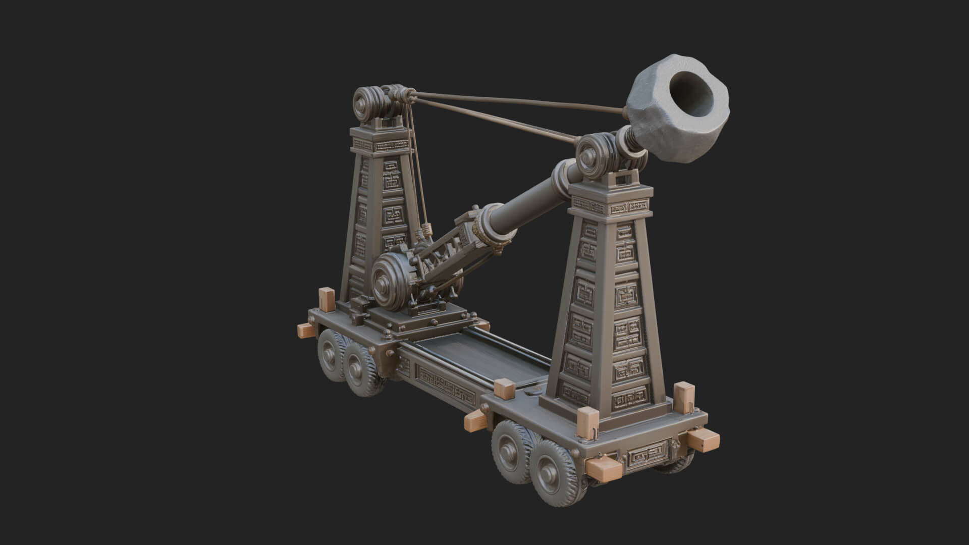 Twin Post Torsion Catapult Model Design 3 3D Print Model 3D Model