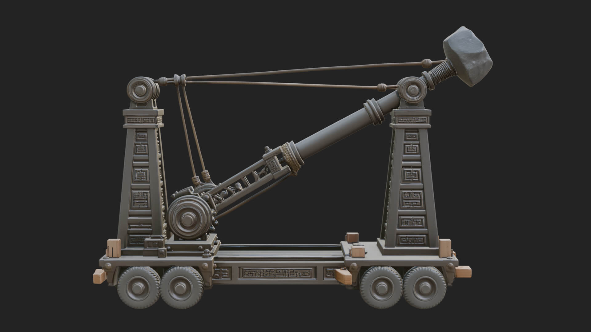 Twin Post Torsion Catapult Model Design 3 3D Print Model 3D Model