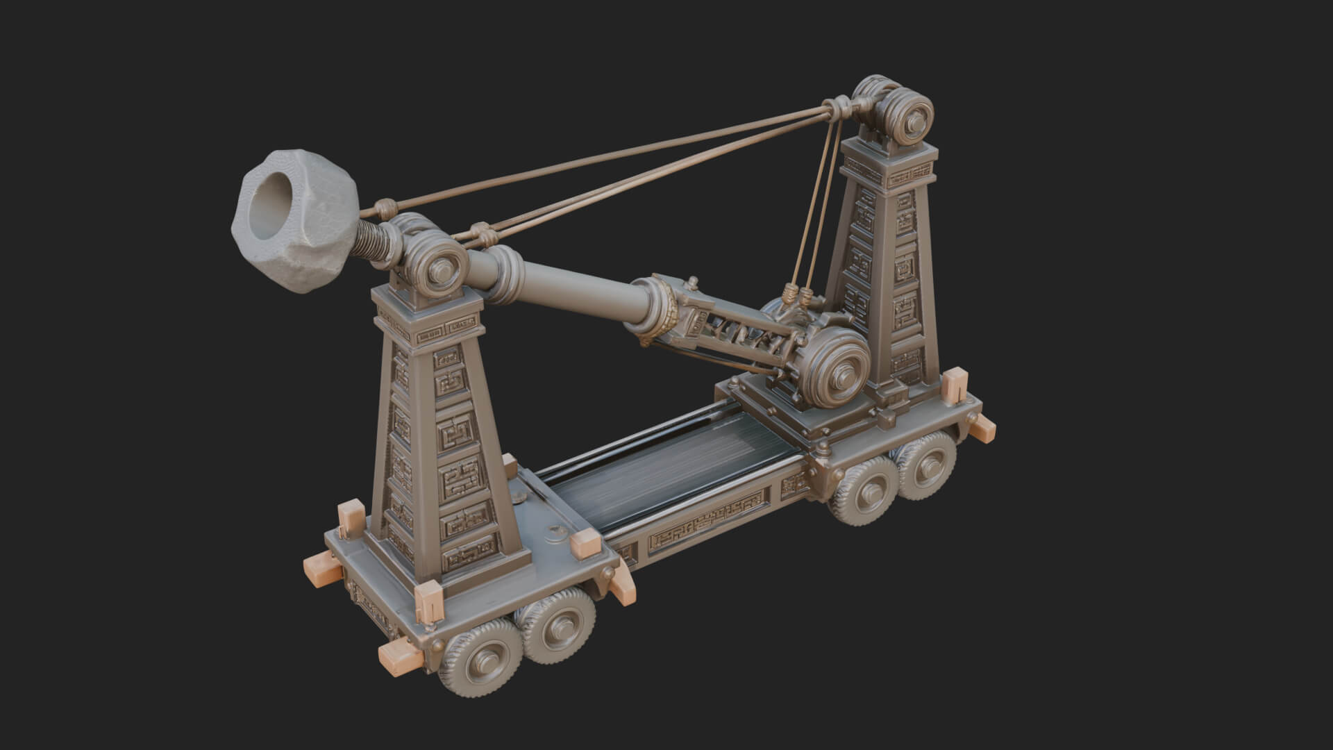 Twin Post Torsion Catapult Model Design 3 3D Print Model 3D Model