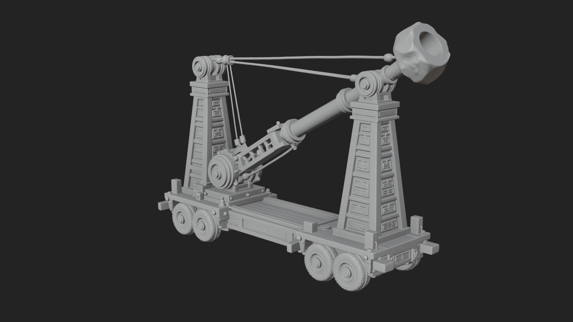 Twin Post Torsion Catapult Model Design 3 3D Print Model 3D Model