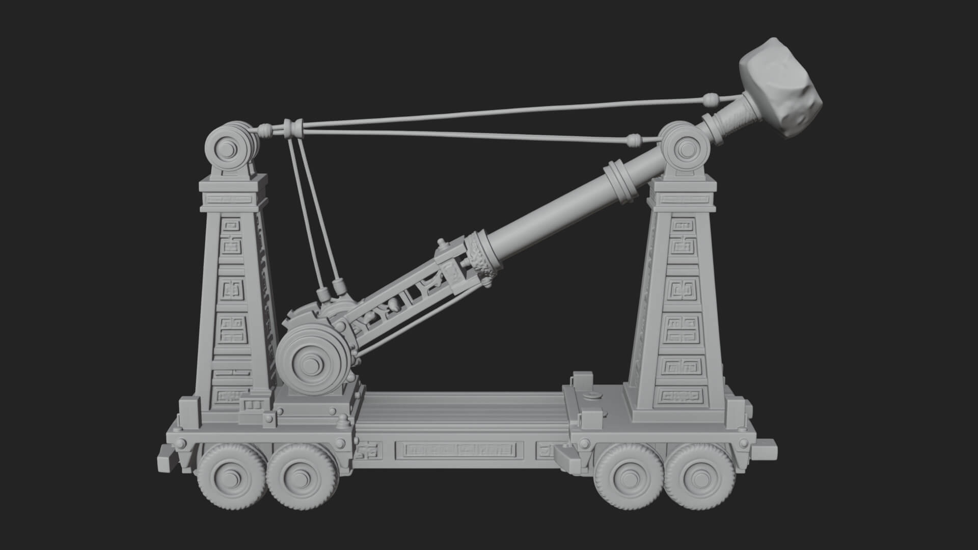 Twin Post Torsion Catapult Model Design 3 3D Print Model 3D Model