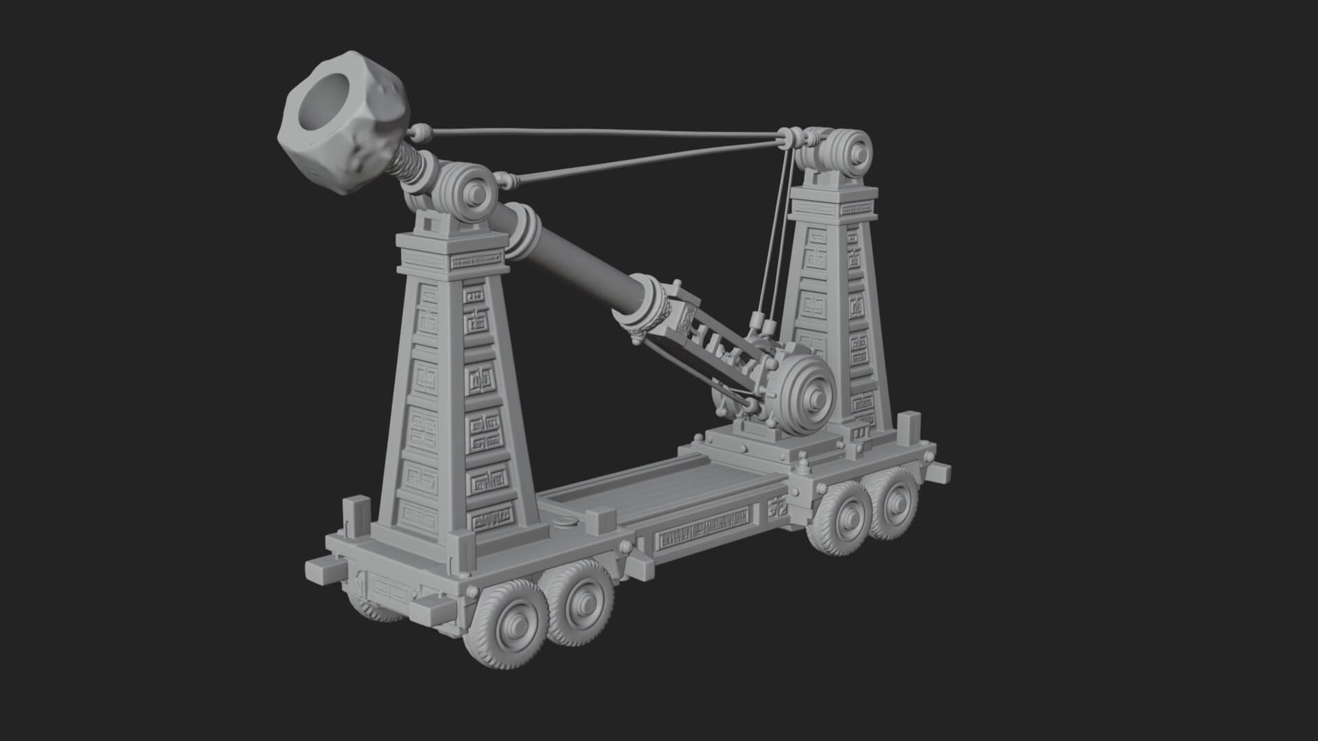 Twin Post Torsion Catapult Model Design 3 3D Print Model 3D Model