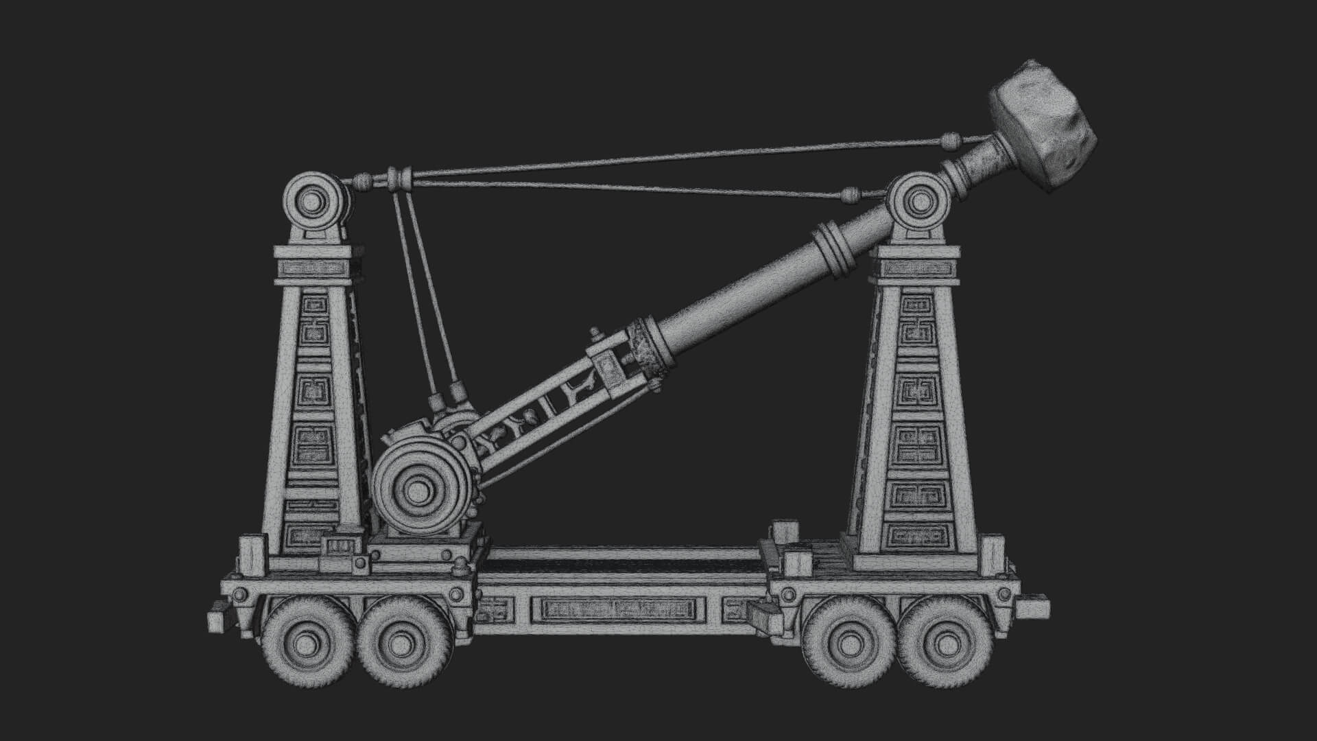 Twin Post Torsion Catapult Model Design 3 3D Print Model 3D Model