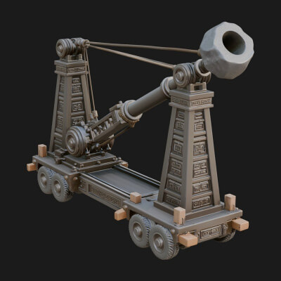 Twin Post Torsion Catapult Model Design 3 3D Print Model