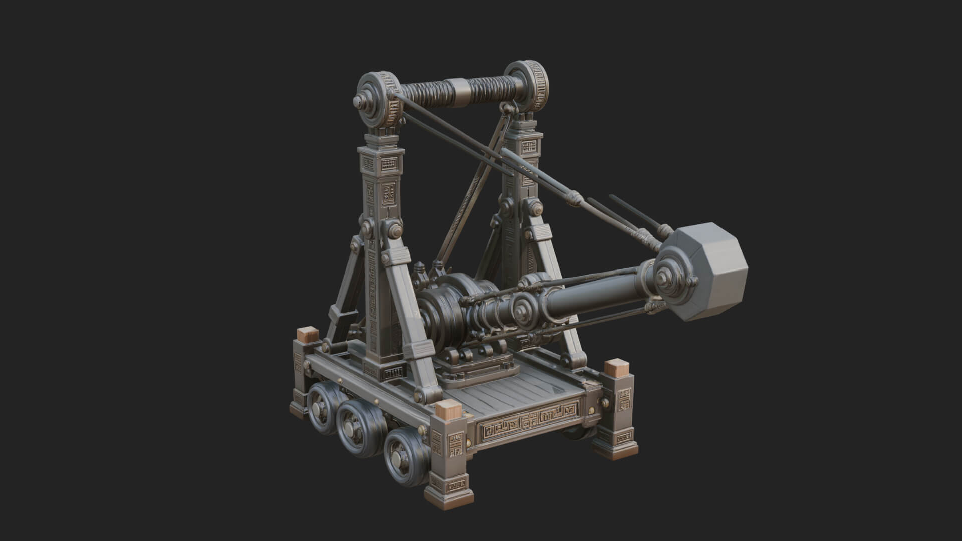 Twin Post Torsion Catapult Model Design 4 3D Print Model 3D Model