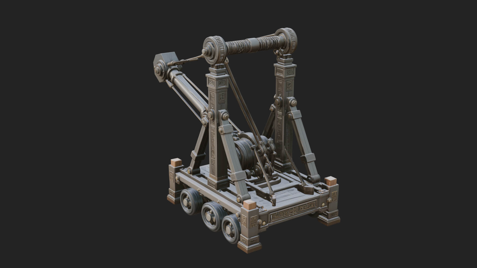 Twin Post Torsion Catapult Model Design 4 3D Print Model 3D Model
