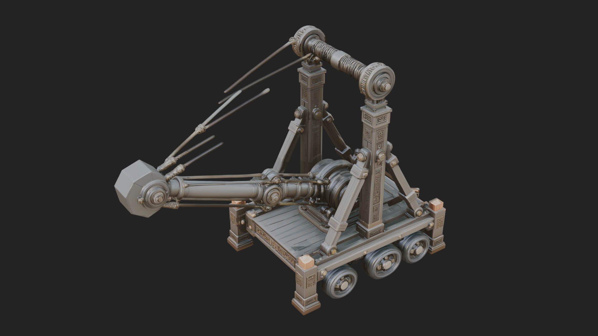 Twin Post Torsion Catapult Model Design 4 3D Print Model 3D Model
