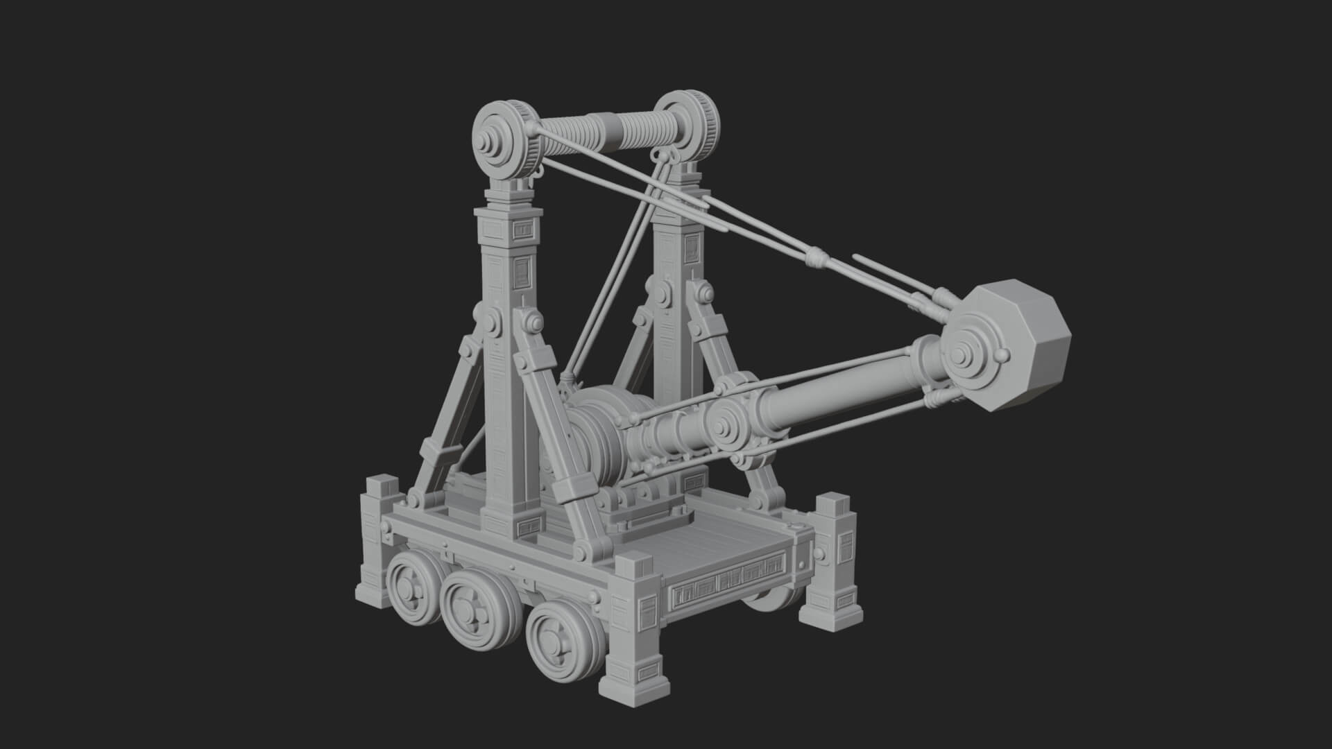 Twin Post Torsion Catapult Model Design 4 3D Print Model 3D Model