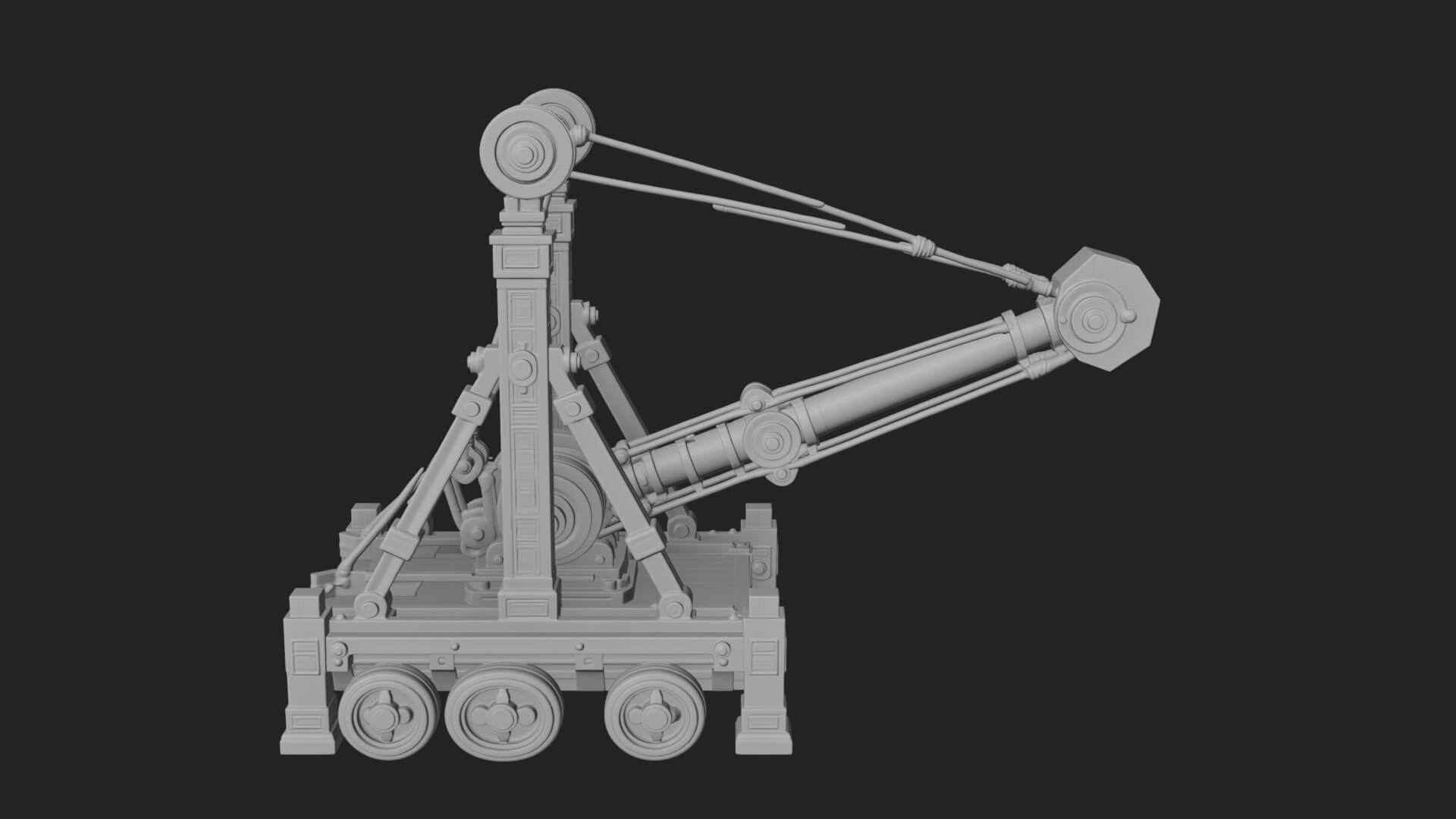 Twin Post Torsion Catapult Model Design 4 3D Print Model 3D Model