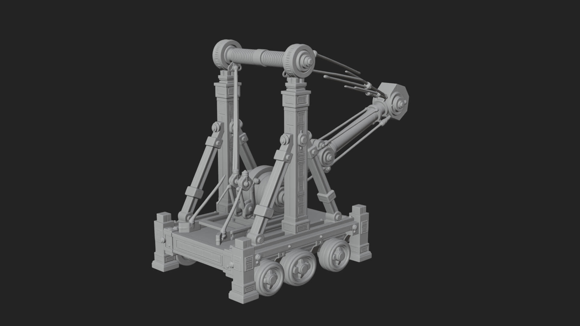 Twin Post Torsion Catapult Model Design 4 3D Print Model 3D Model