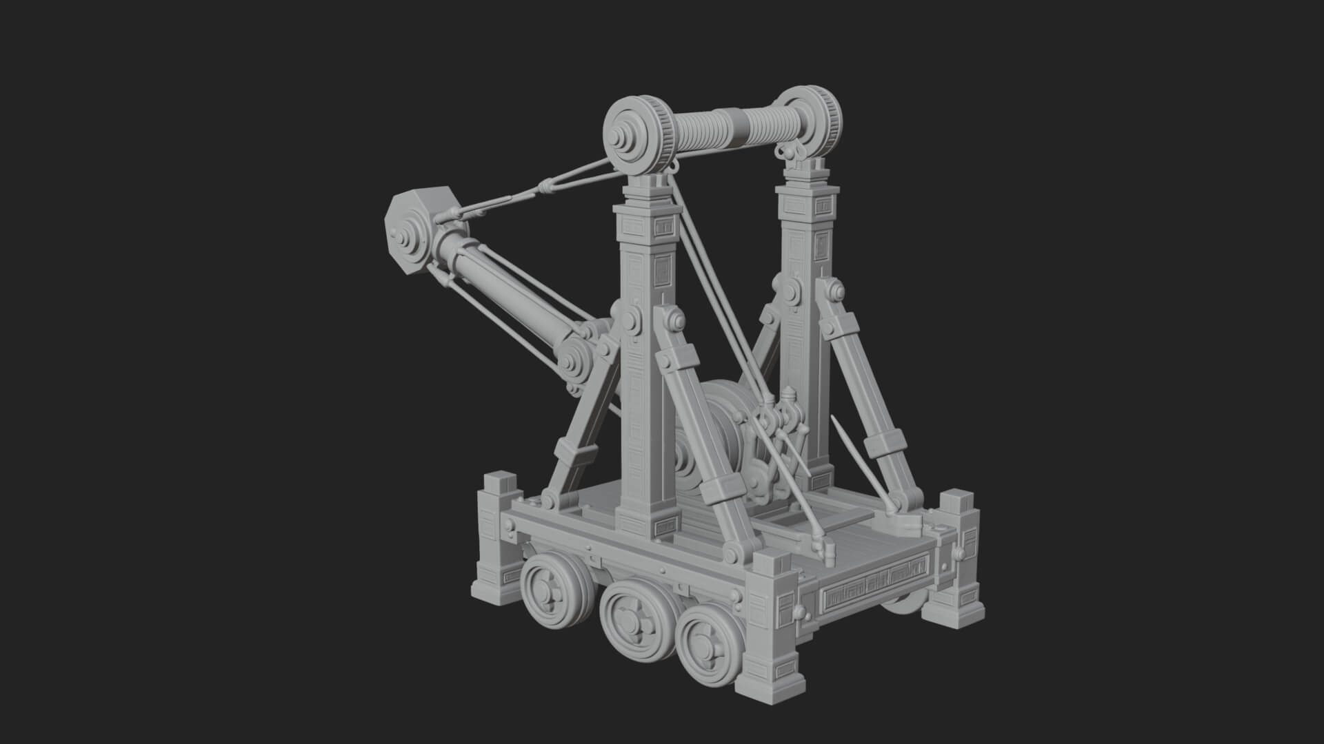 Twin Post Torsion Catapult Model Design 4 3D Print Model 3D Model