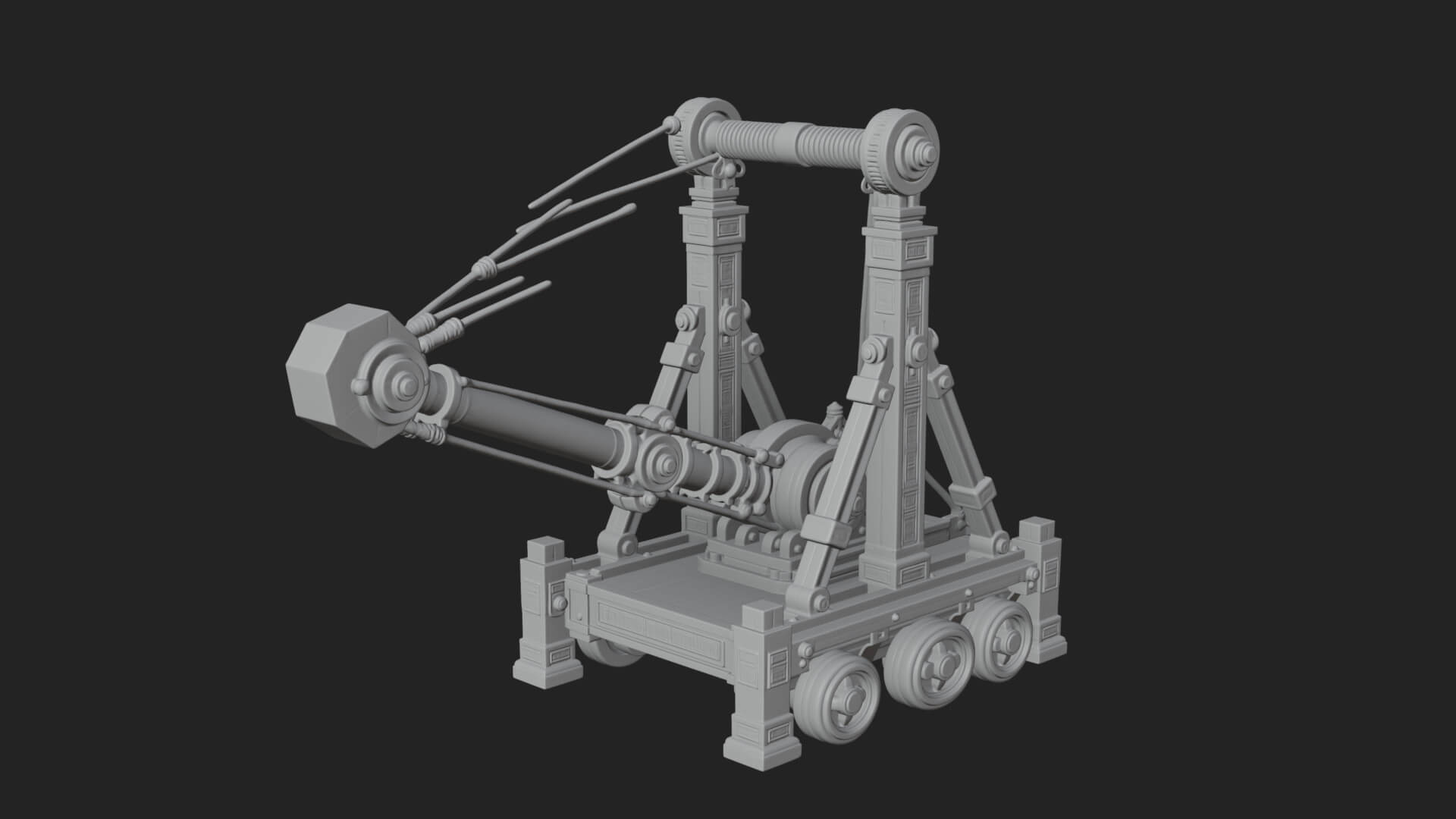 Twin Post Torsion Catapult Model Design 4 3D Print Model 3D Model