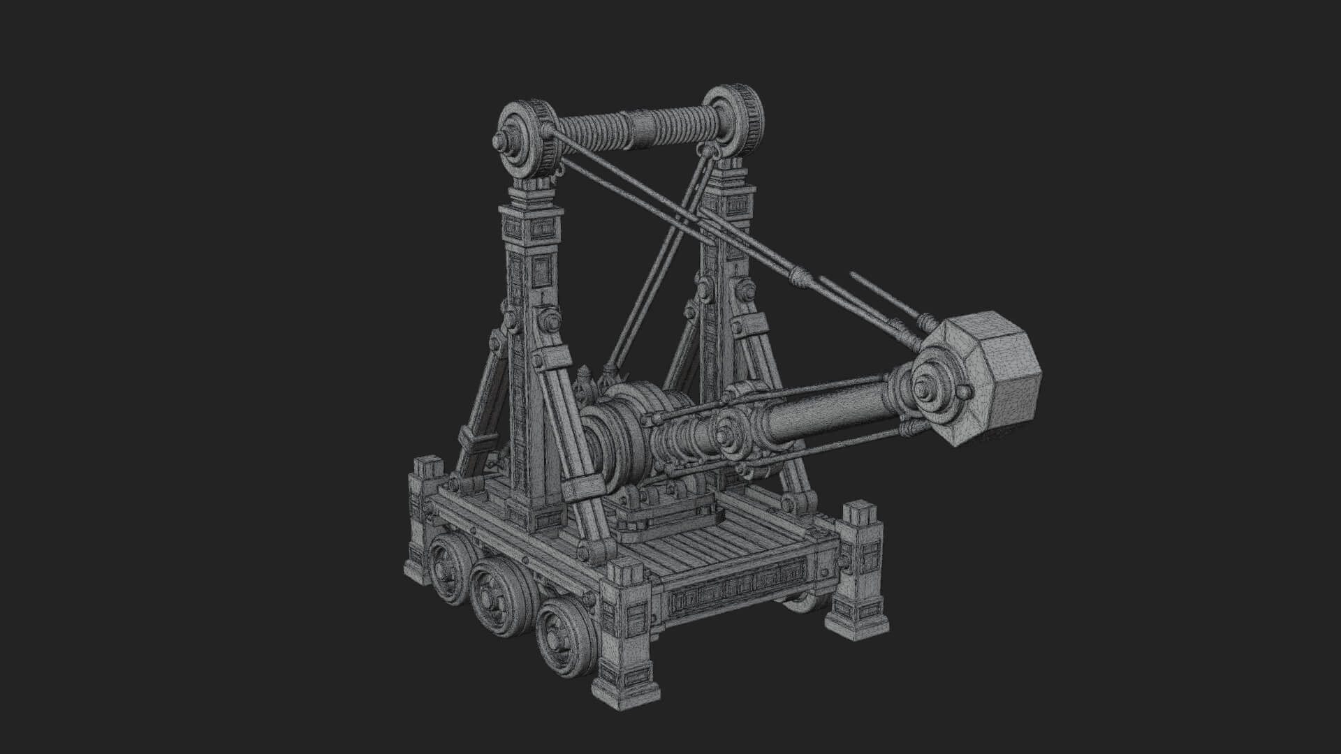 Twin Post Torsion Catapult Model Design 4 3D Print Model 3D Model