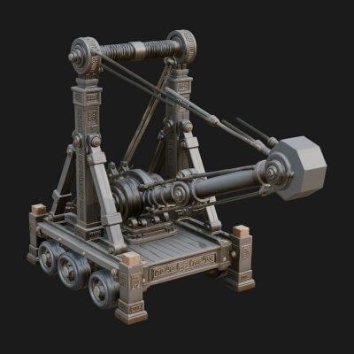 Twin Post Torsion Catapult Model Design 4 3D Print Model
