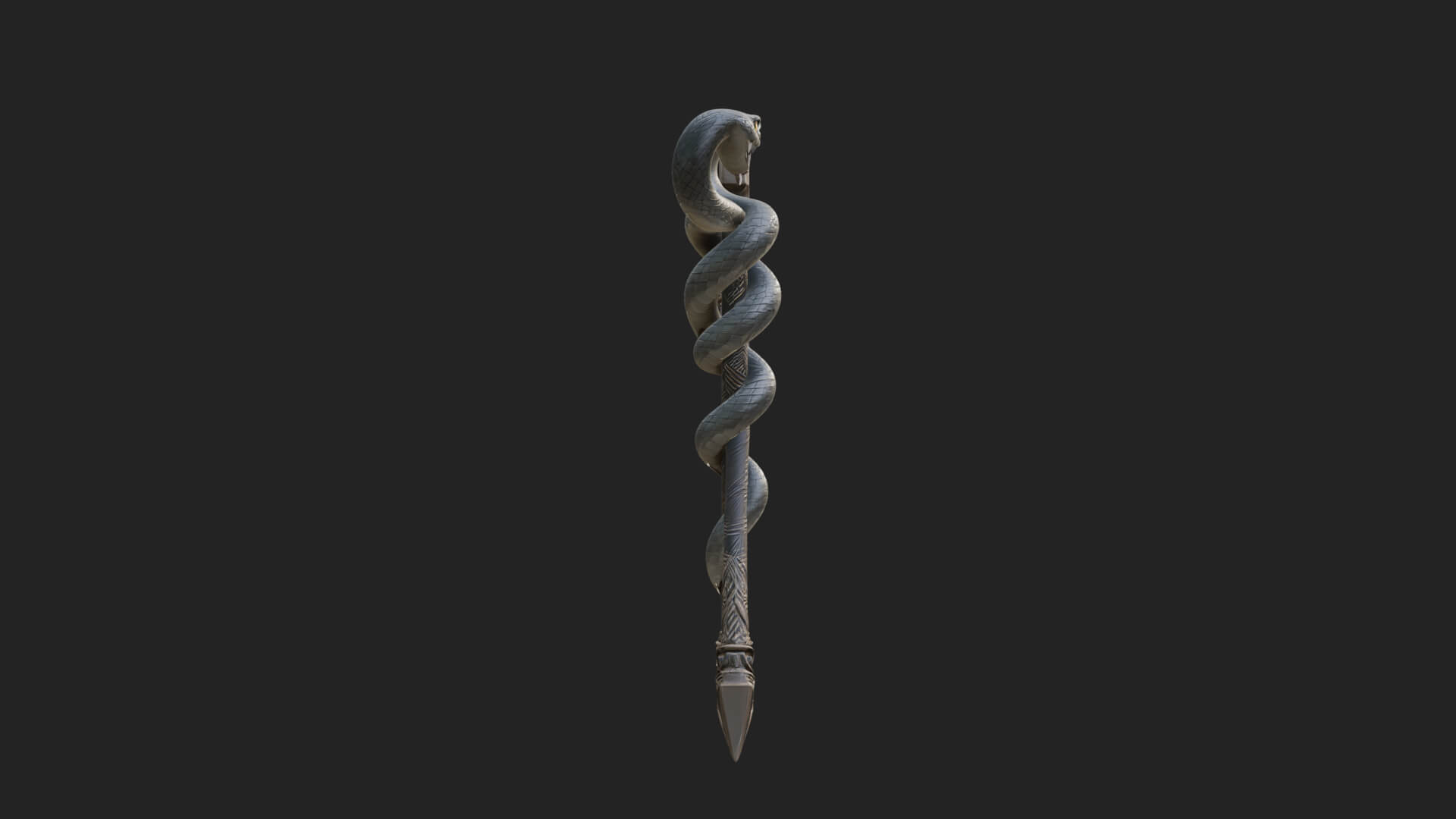 Twin Serpent Staff Pair Model Design 1 3D Print Model 3D Model