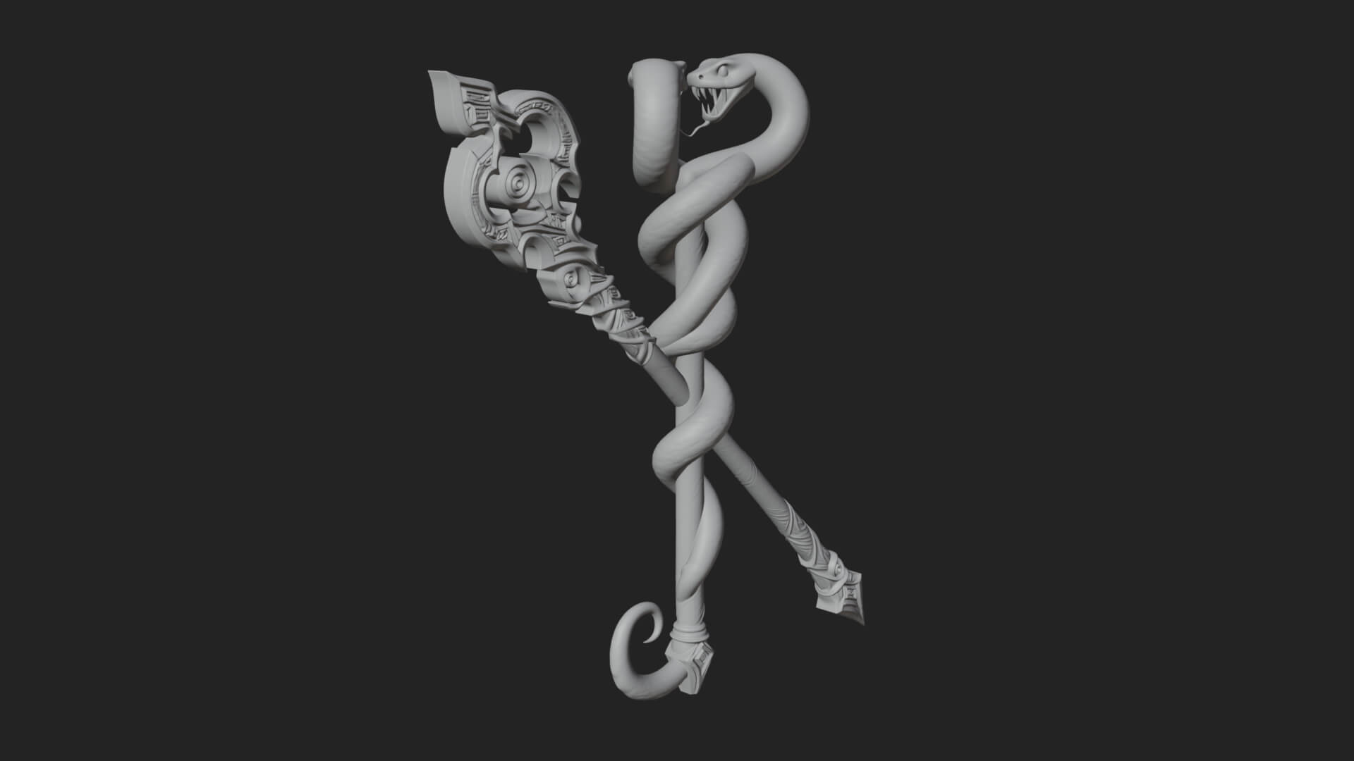 Twin Serpent Staff Pair Model Design 1 3D Print Model 3D Model