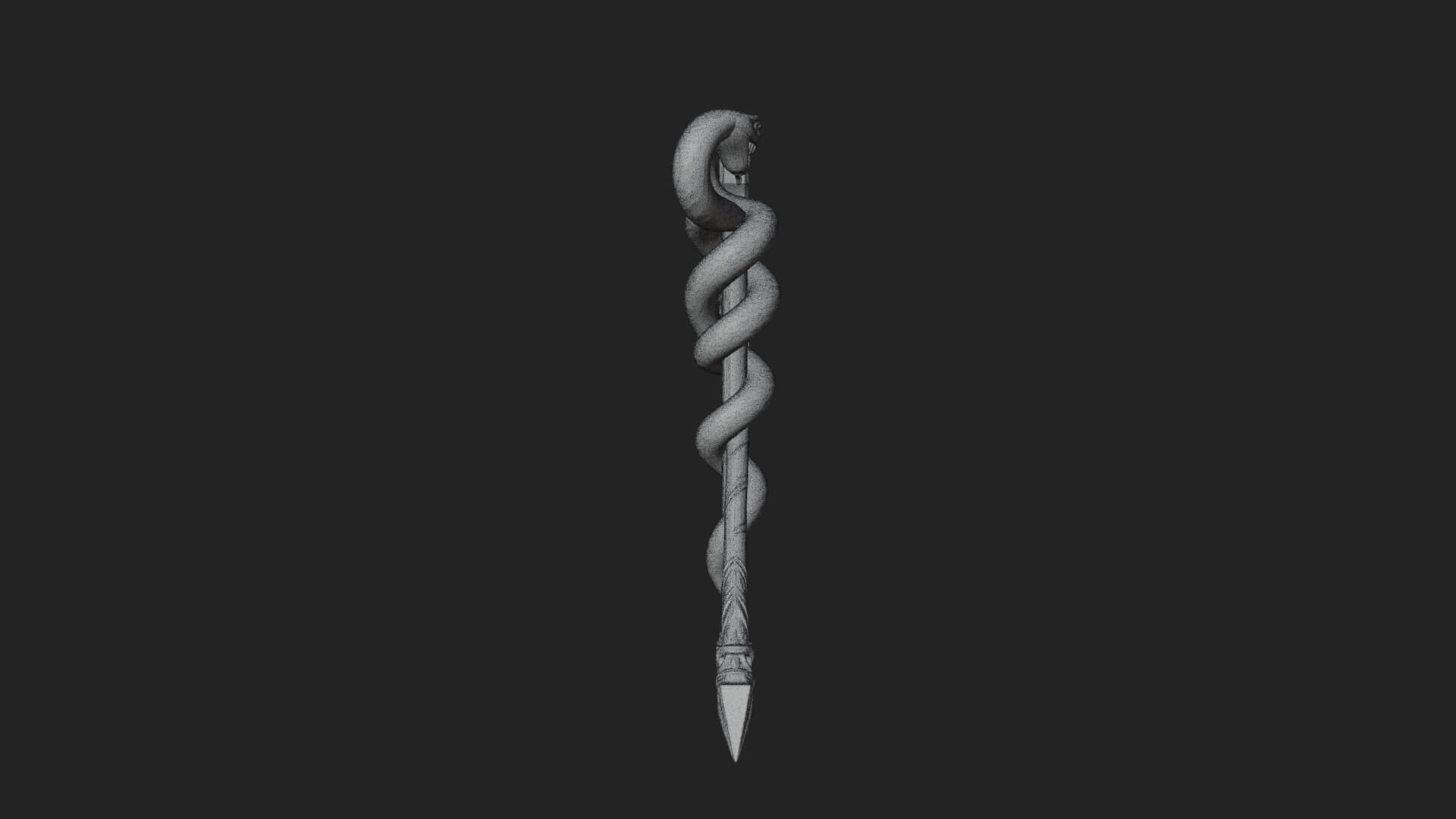 Twin Serpent Staff Pair Model Design 1 3D Print Model 3D Model