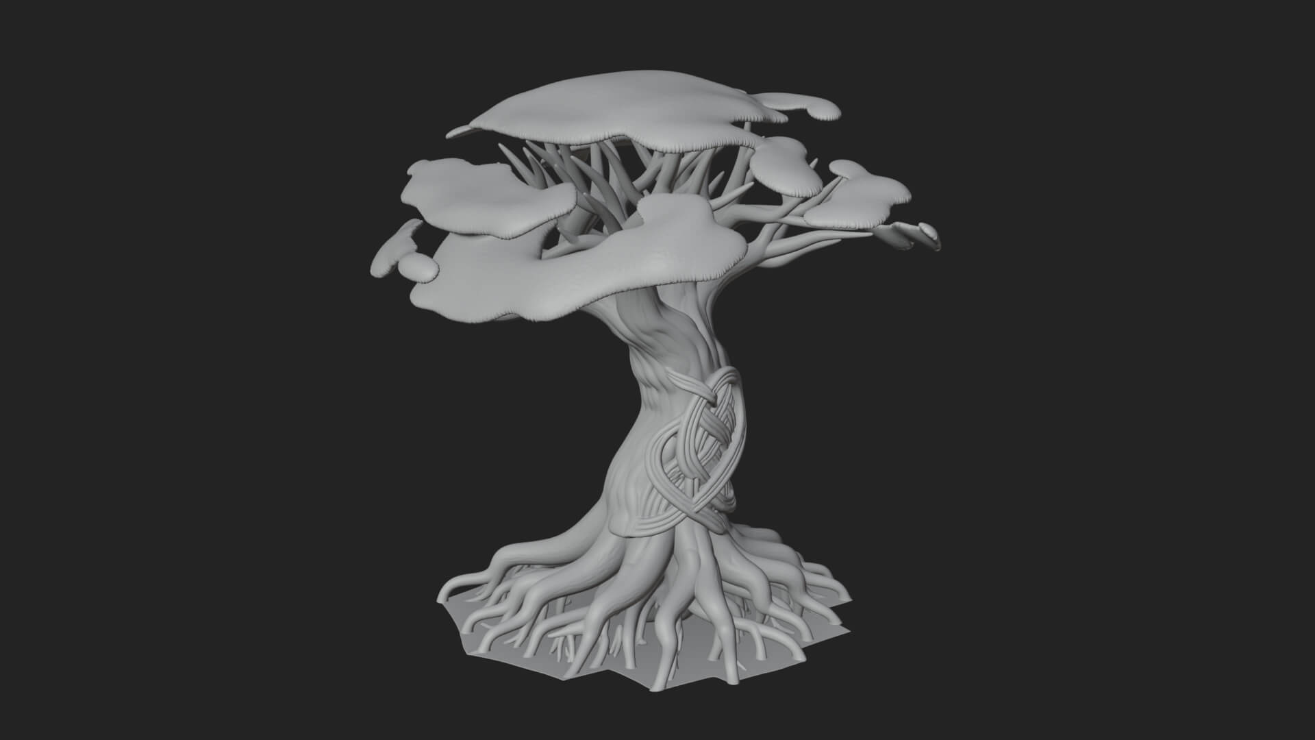 Twisted Root Canopy Tree Model Design 1 3D Print Model 3D Model