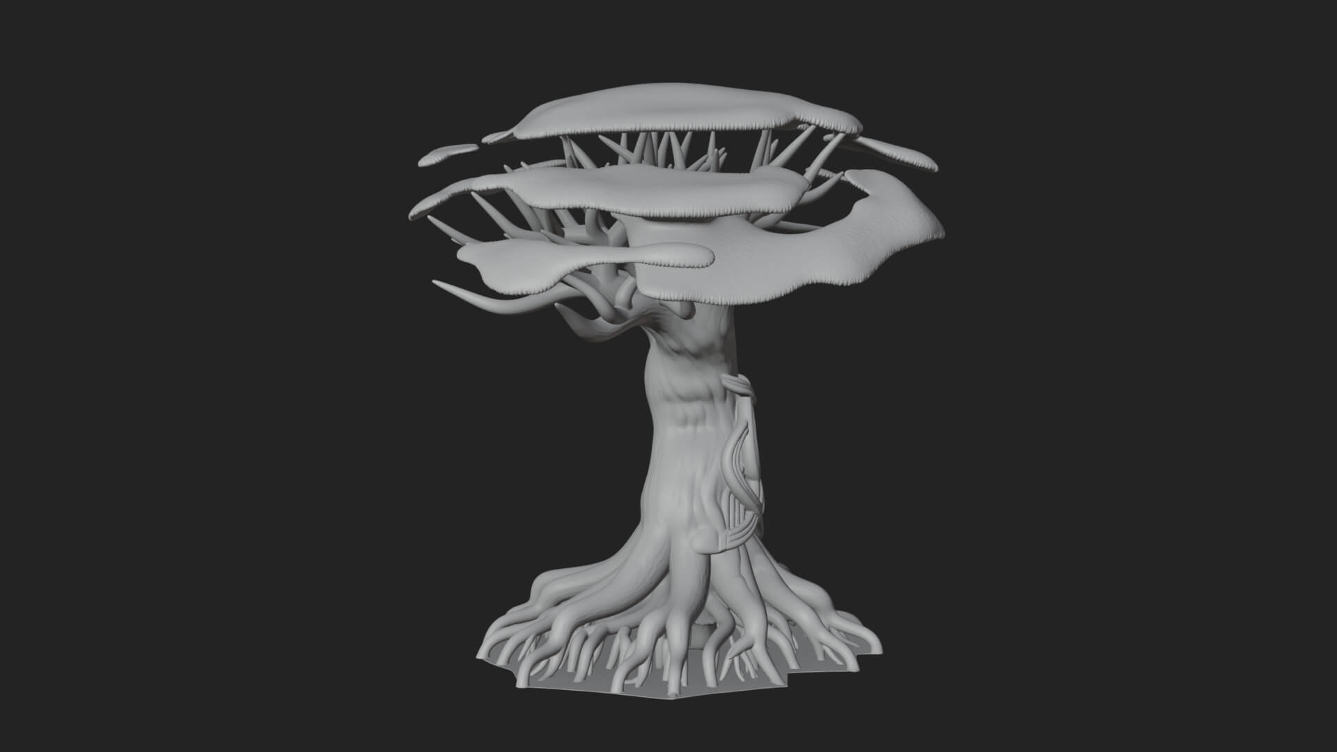 Twisted Root Canopy Tree Model Design 1 3D Print Model 3D Model