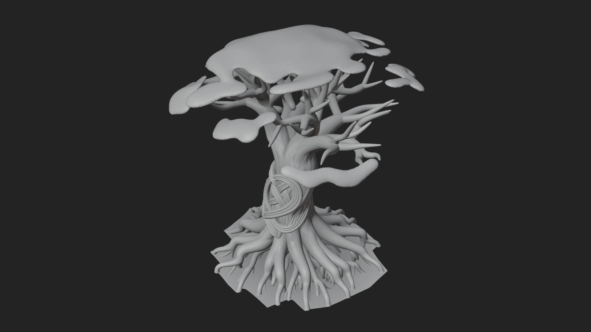 Twisted Root Canopy Tree Model Design 1 3D Print Model 3D Model
