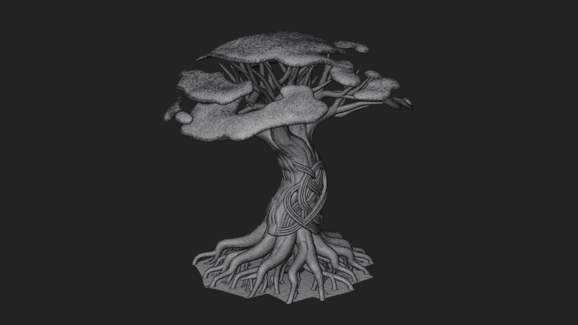 Twisted Root Canopy Tree Model Design 1 3D Print Model 3D Model