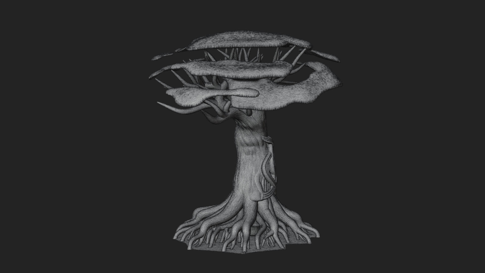 Twisted Root Canopy Tree Model Design 1 3D Print Model 3D Model