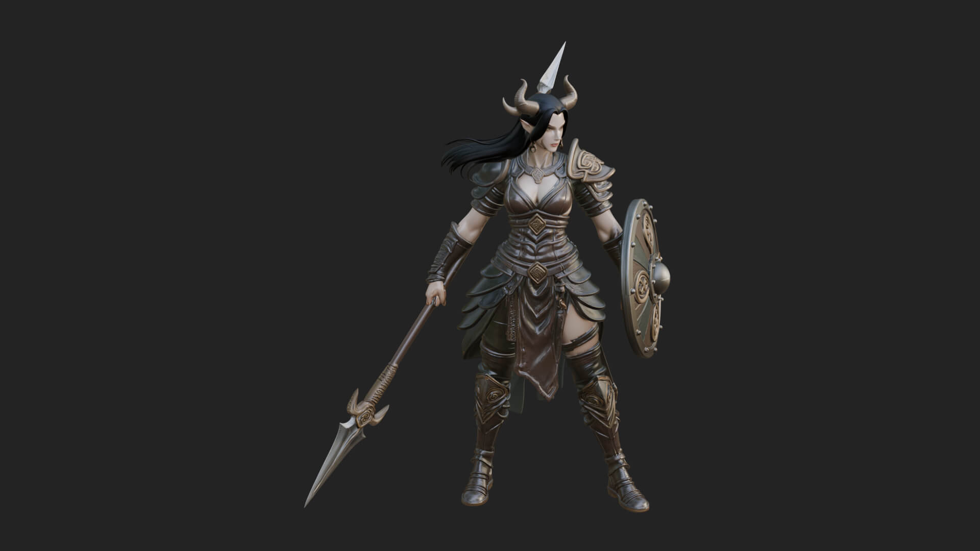 Valkyrie with Spear Statue Design 10 3D Print Model 3D Model