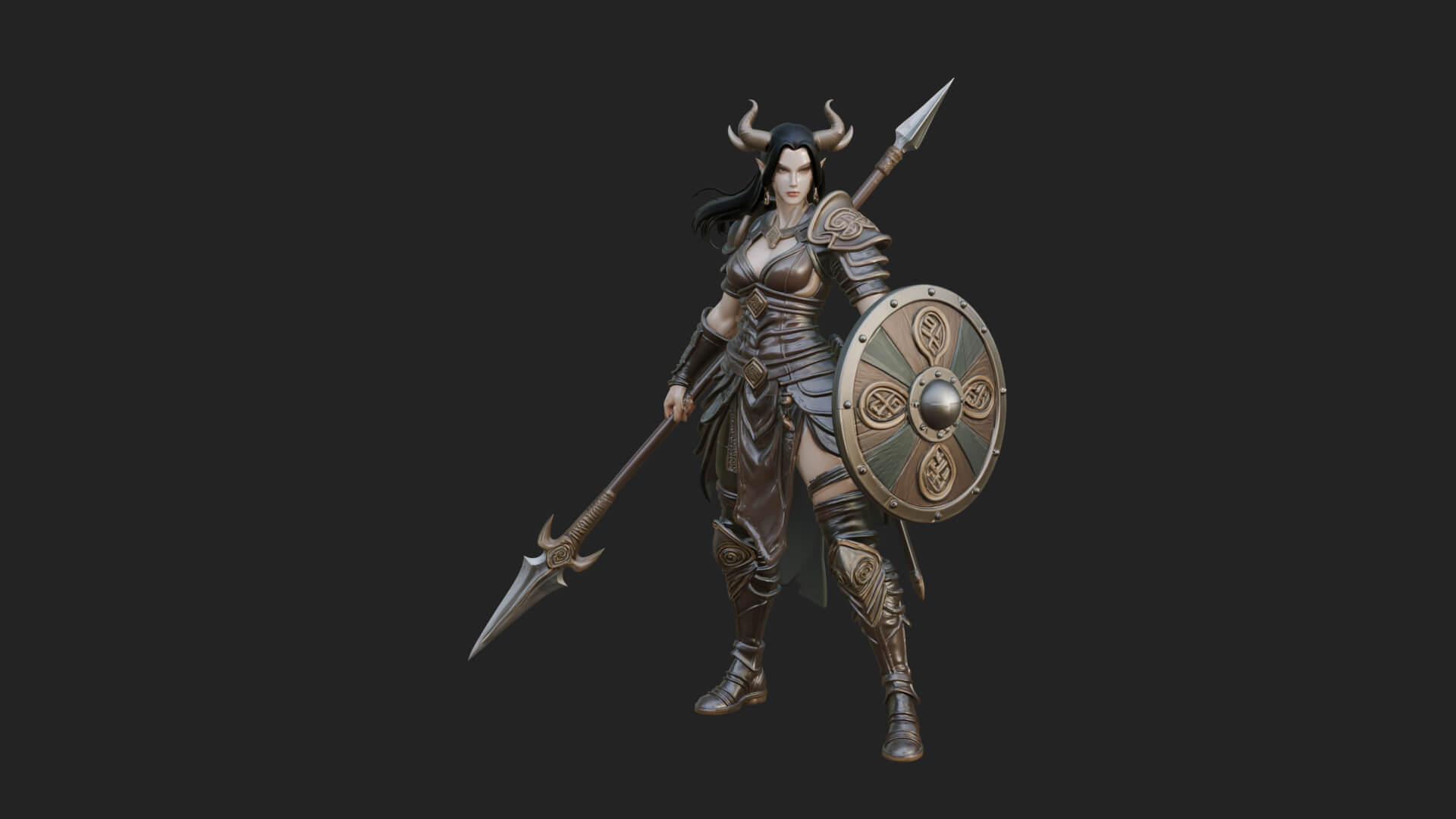 Valkyrie with Spear Statue Design 10 3D Print Model 3D Model