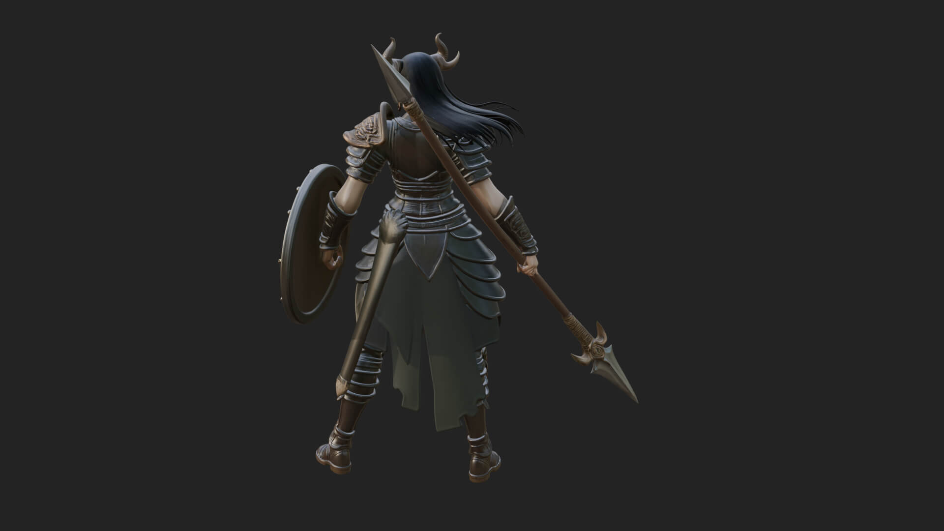 Valkyrie with Spear Statue Design 10 3D Print Model 3D Model