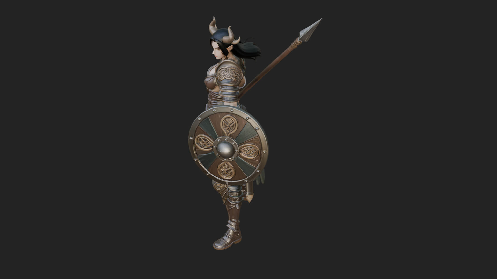 Valkyrie with Spear Statue Design 10 3D Print Model 3D Model
