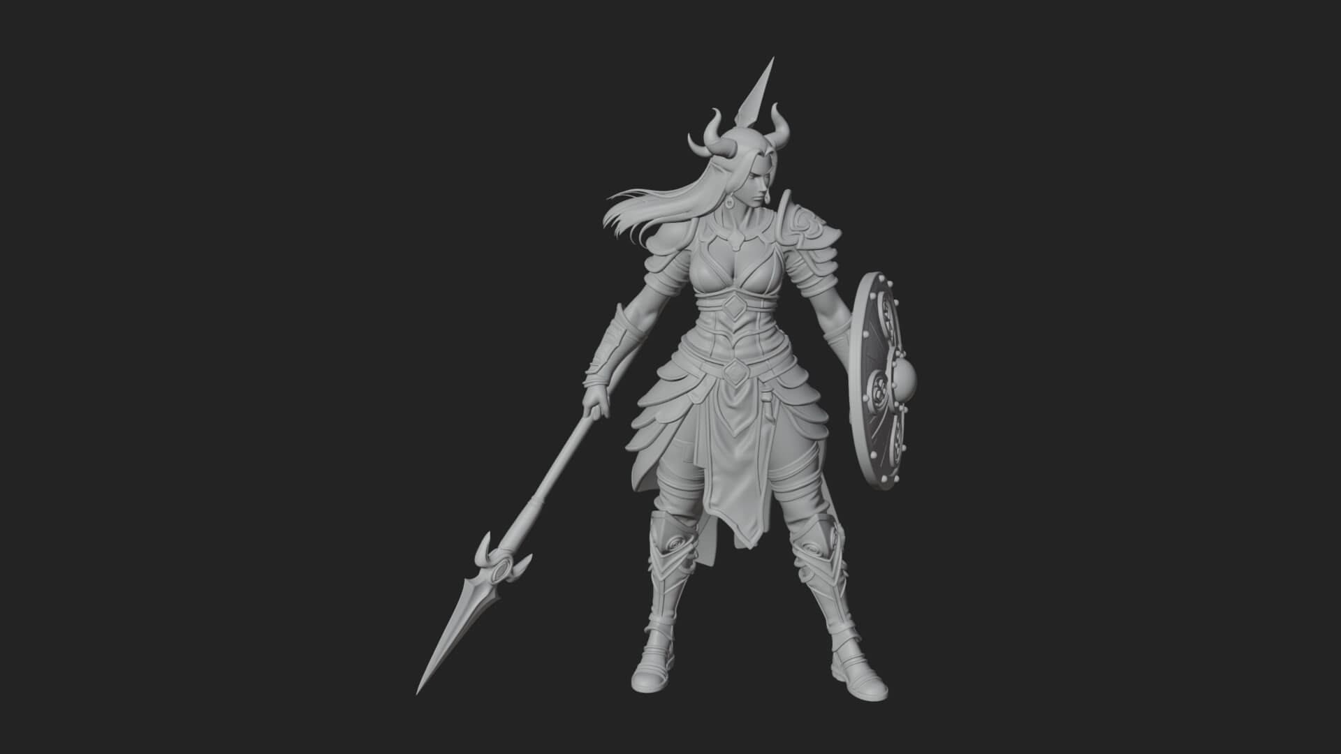 Valkyrie with Spear Statue Design 10 3D Print Model 3D Model