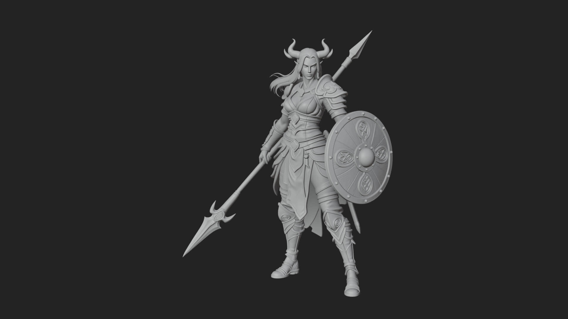 Valkyrie with Spear Statue Design 10 3D Print Model 3D Model